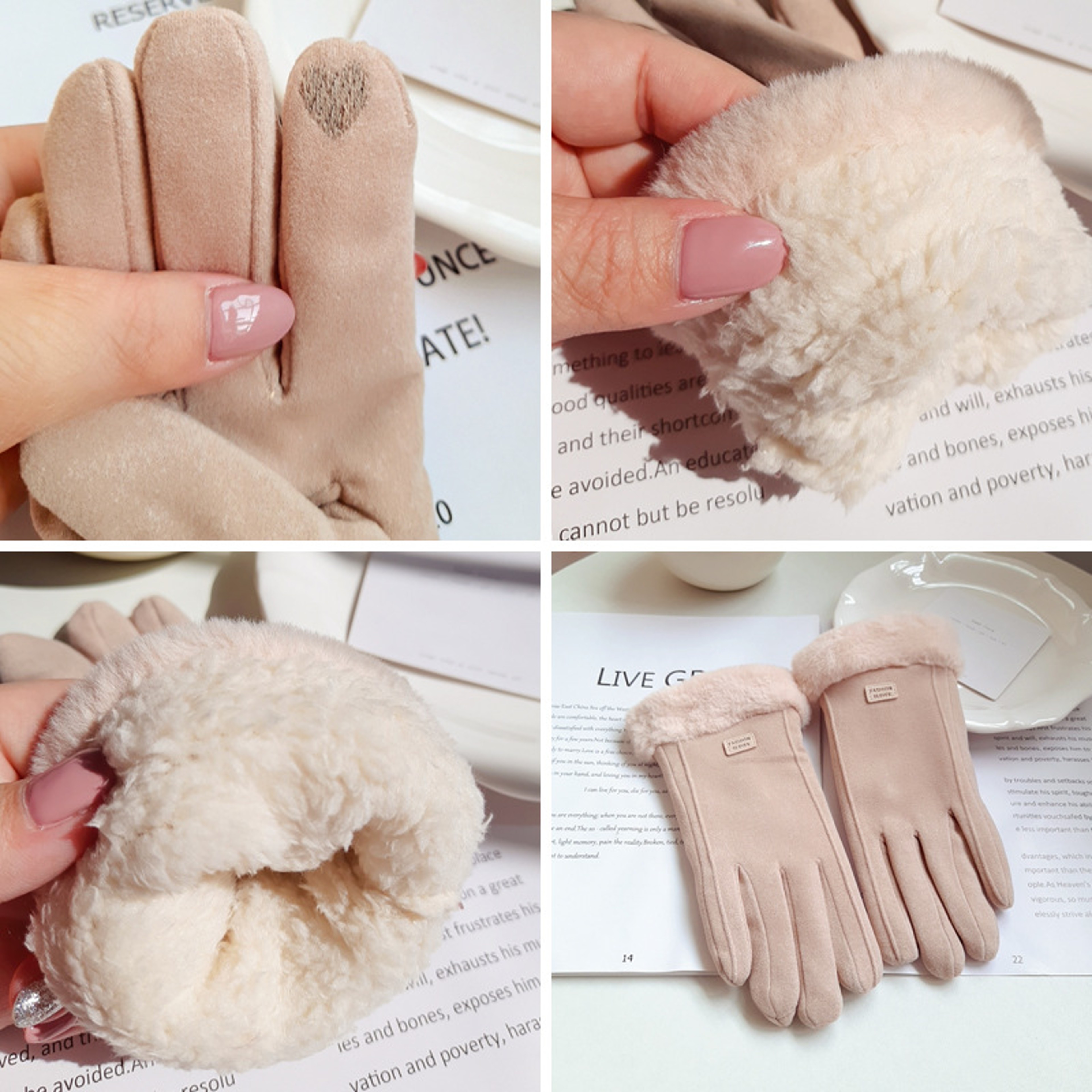 Womens Winter Suede Gloves Touchscreen Warm Driving & Cycling Mittens Plush Outdoor Sports Gloves for Ladies – view 5