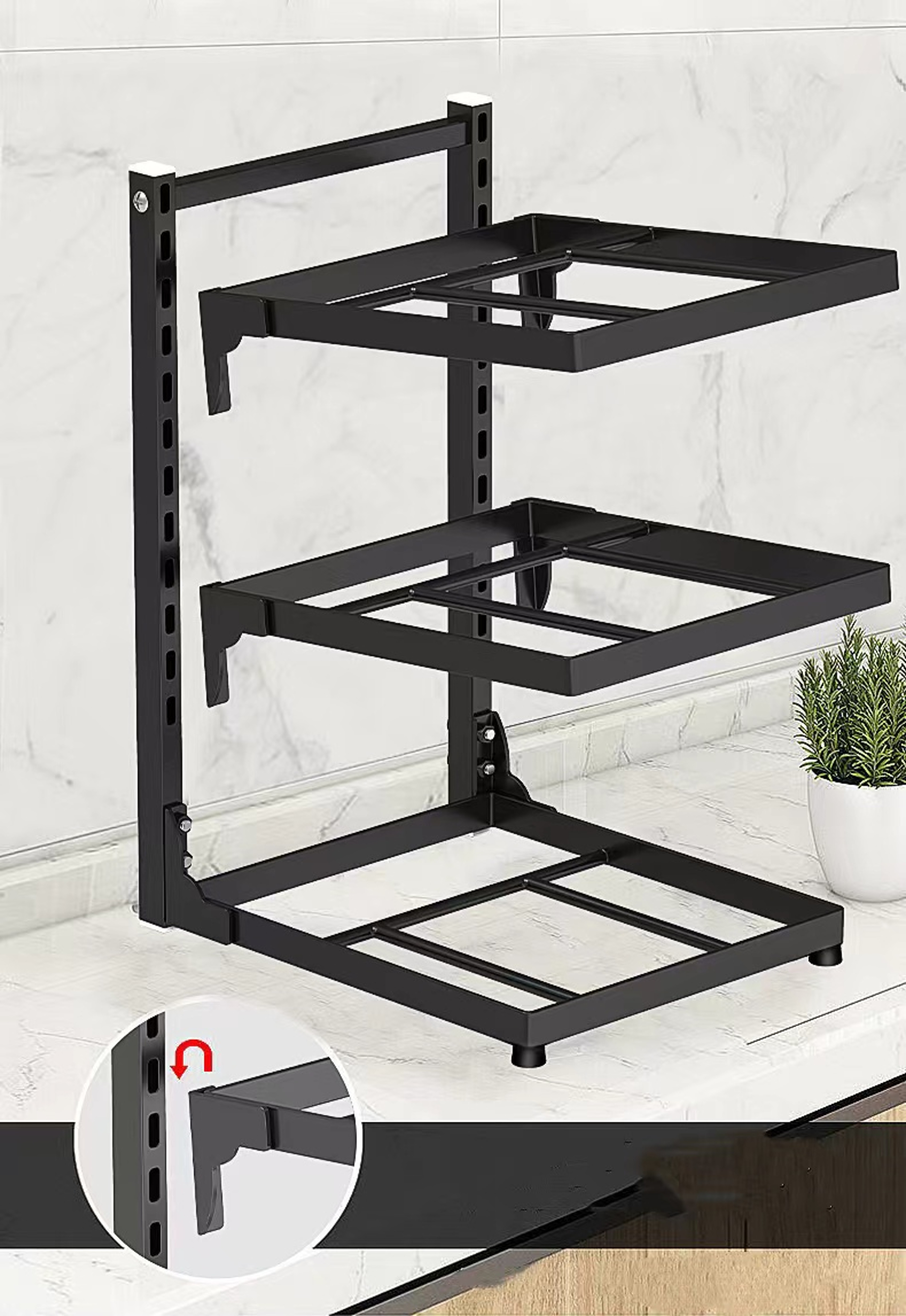 Adjustable Kitchen Sink Storage Rack MultiLayer Pot  Cooker Organizer For Stovetop Cabinets 3