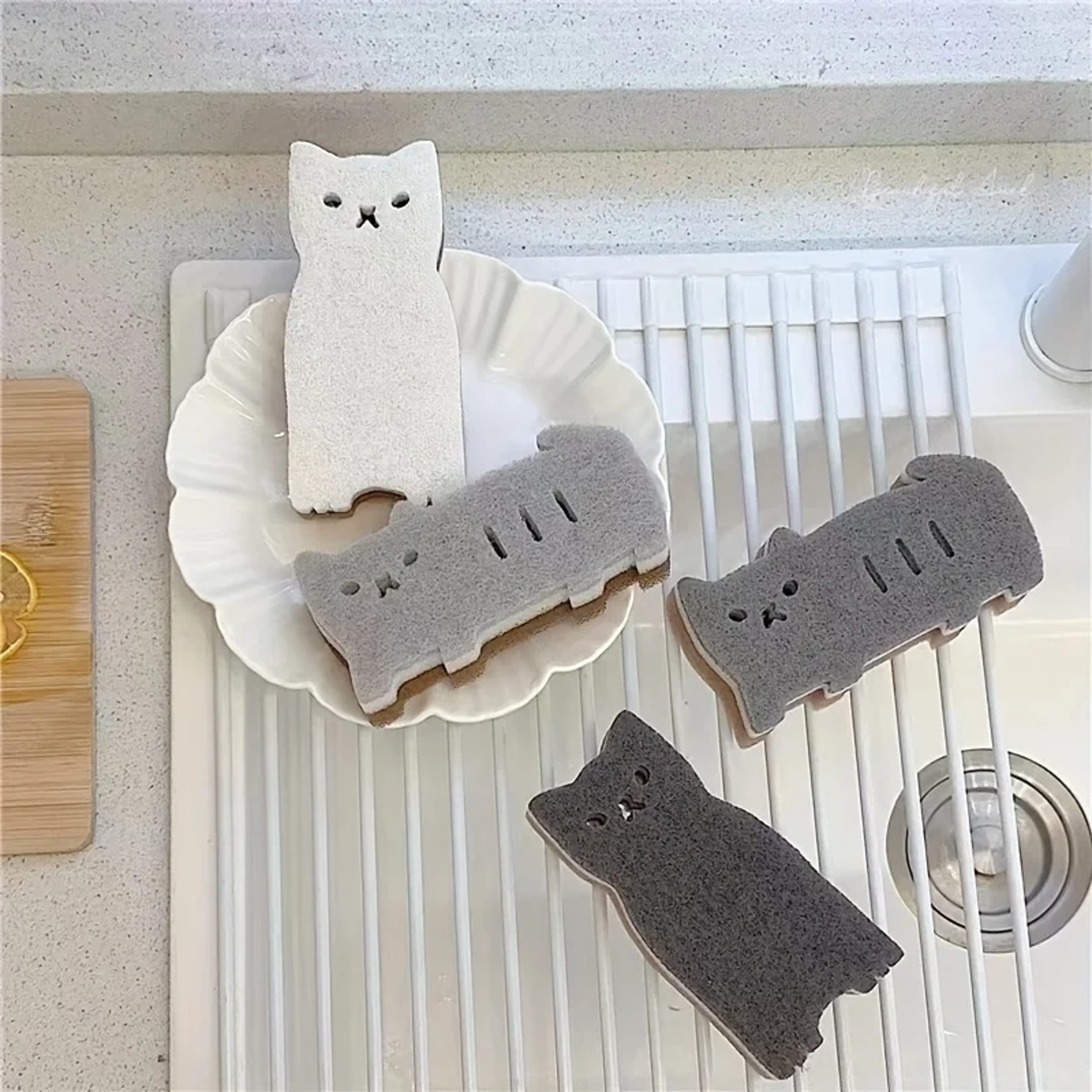 Cute Cat Kitchen Sponge Set Thick, Durable Dishwashing & Cleaning Tools – view 4