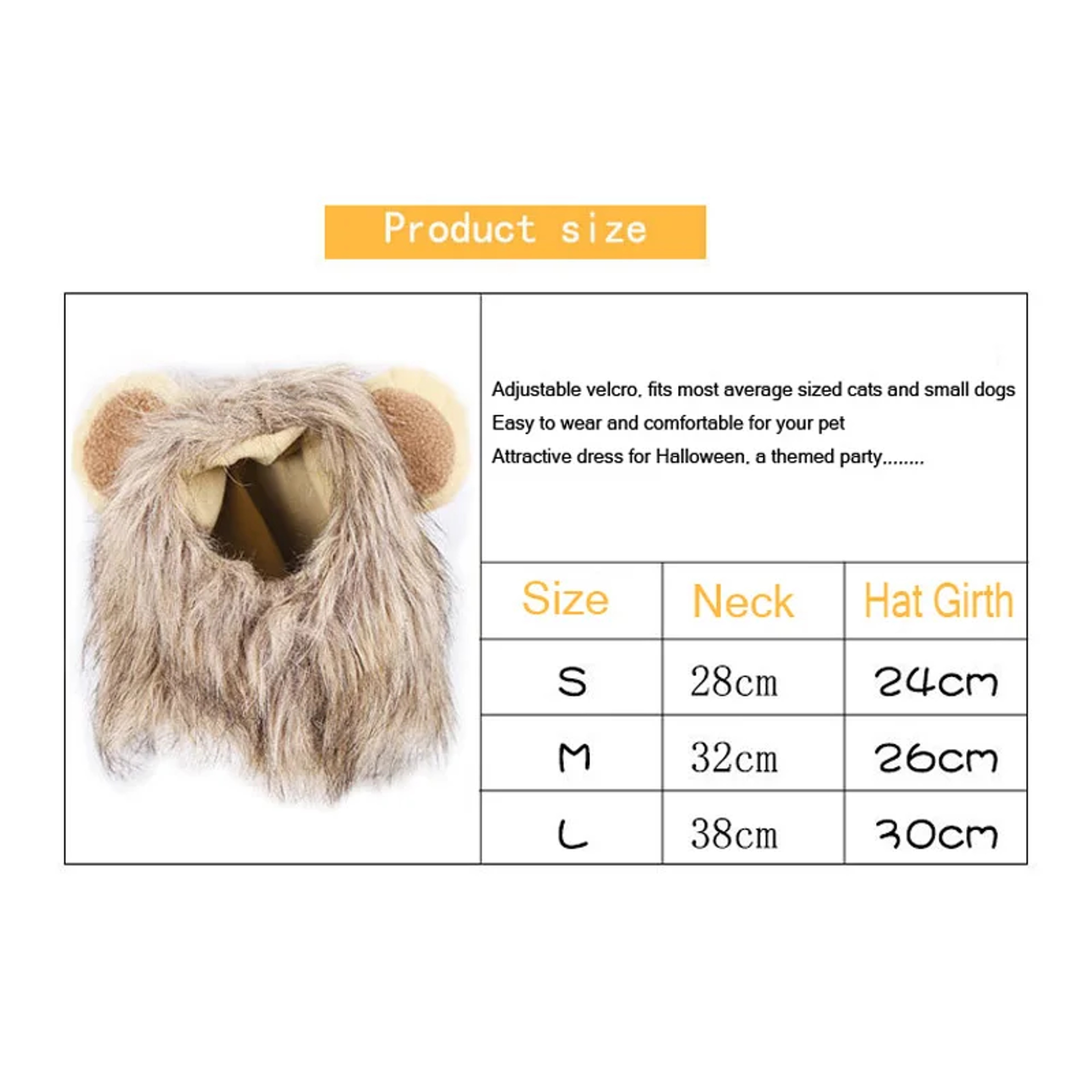 Funny Pets Clothes Hat Cute Cat Wig Lion Mane Costume for Cats & Dogs Cosplay Party Accessories with Ears – view 6