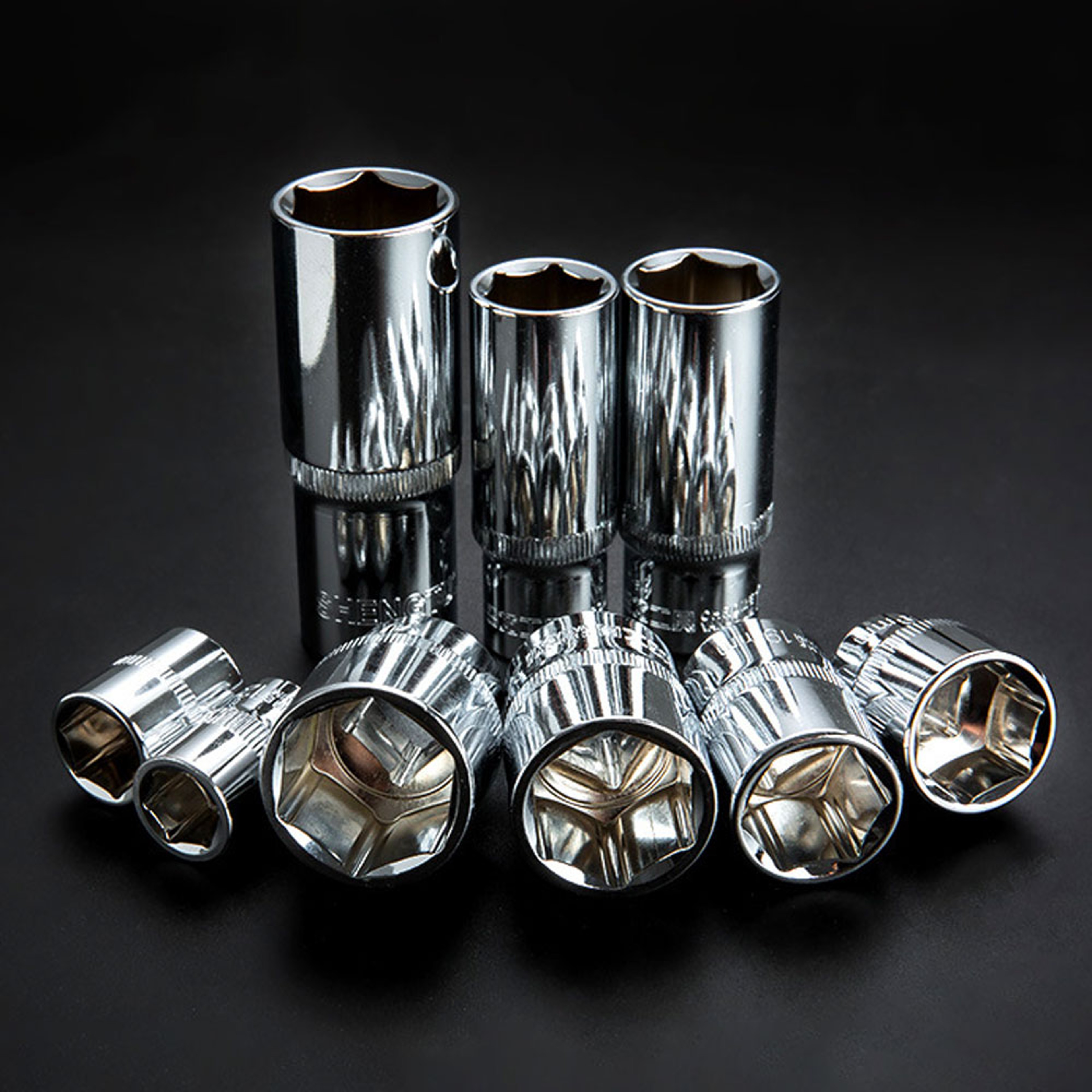 Hex Socket Wrench Head Set for Ratchet Short & Long Deep Nut Driver Sleeves with Holder – view 5
