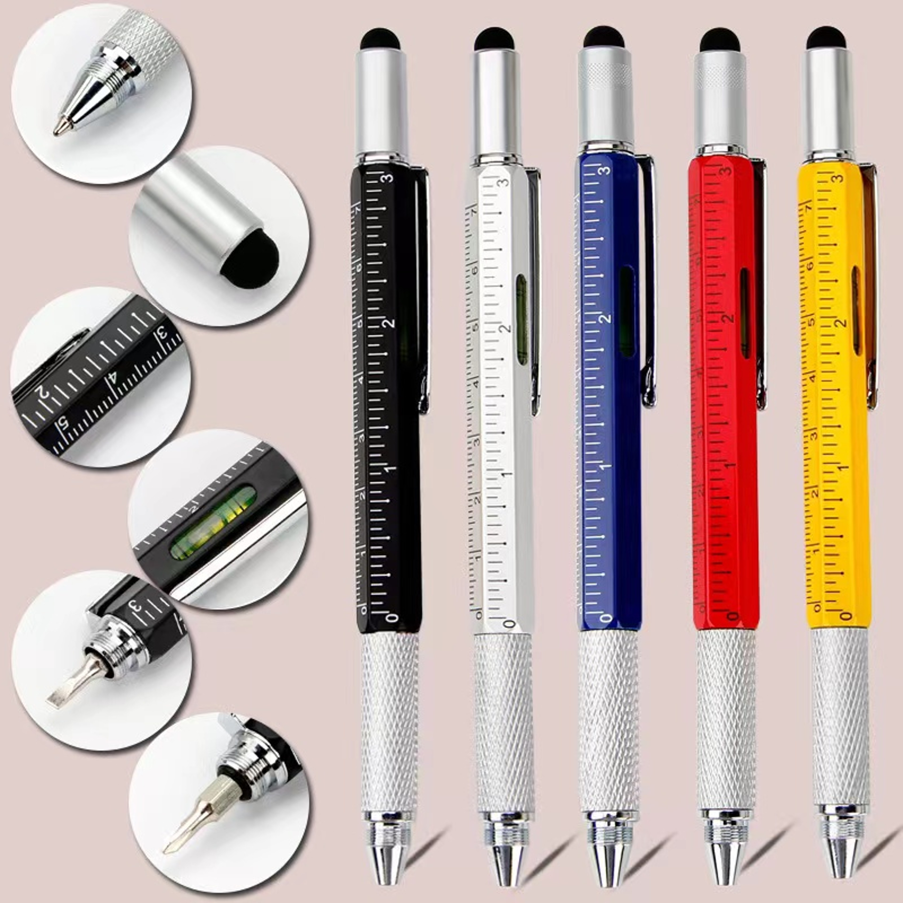 Multifunction Ballpoint Pen with Ruler, Screwdriver, Stylus, and Spirit Level – view 1
