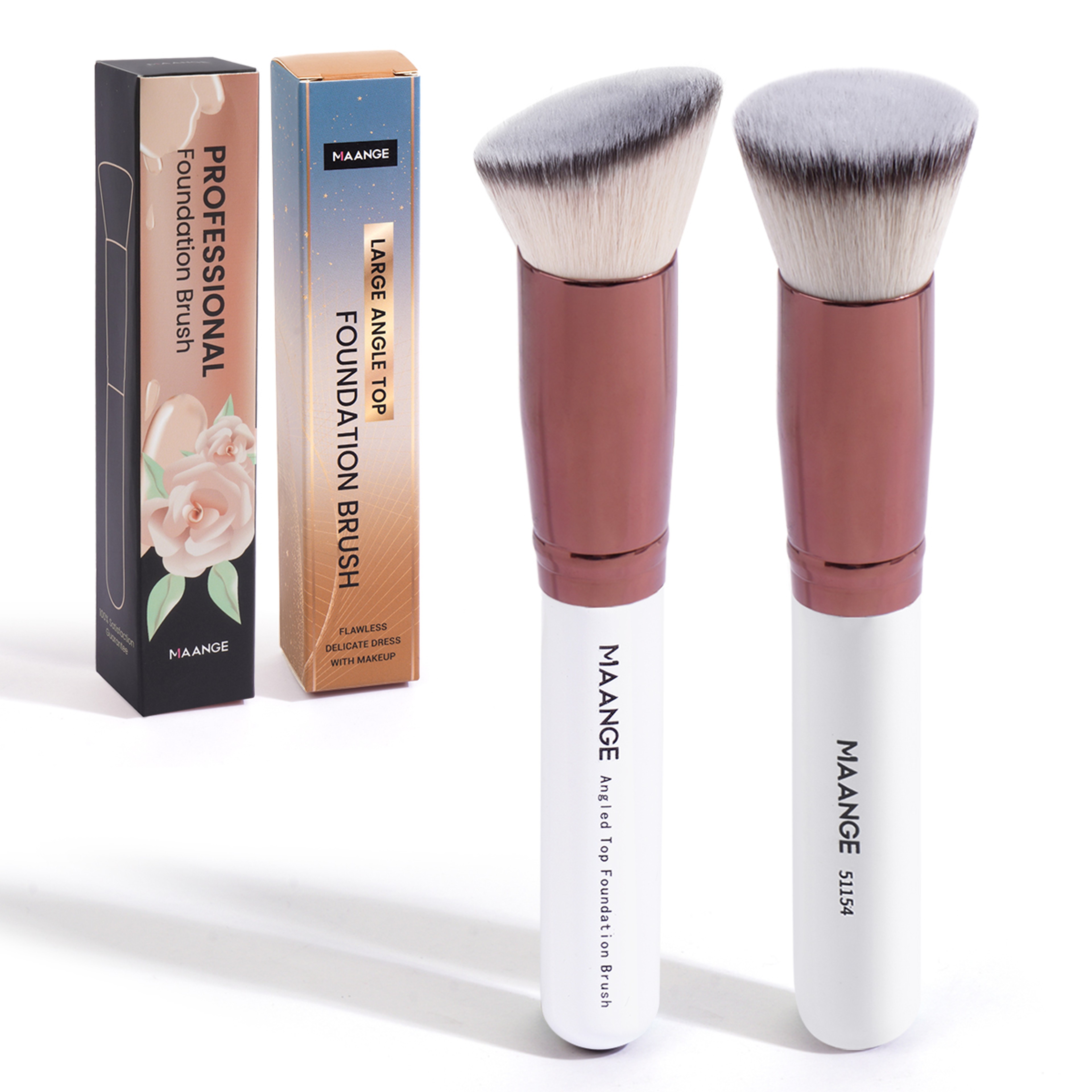 Foundation Makeup Brush Set Flat Angled Kabuki Powder  Blush Brush For Liquid Application 6