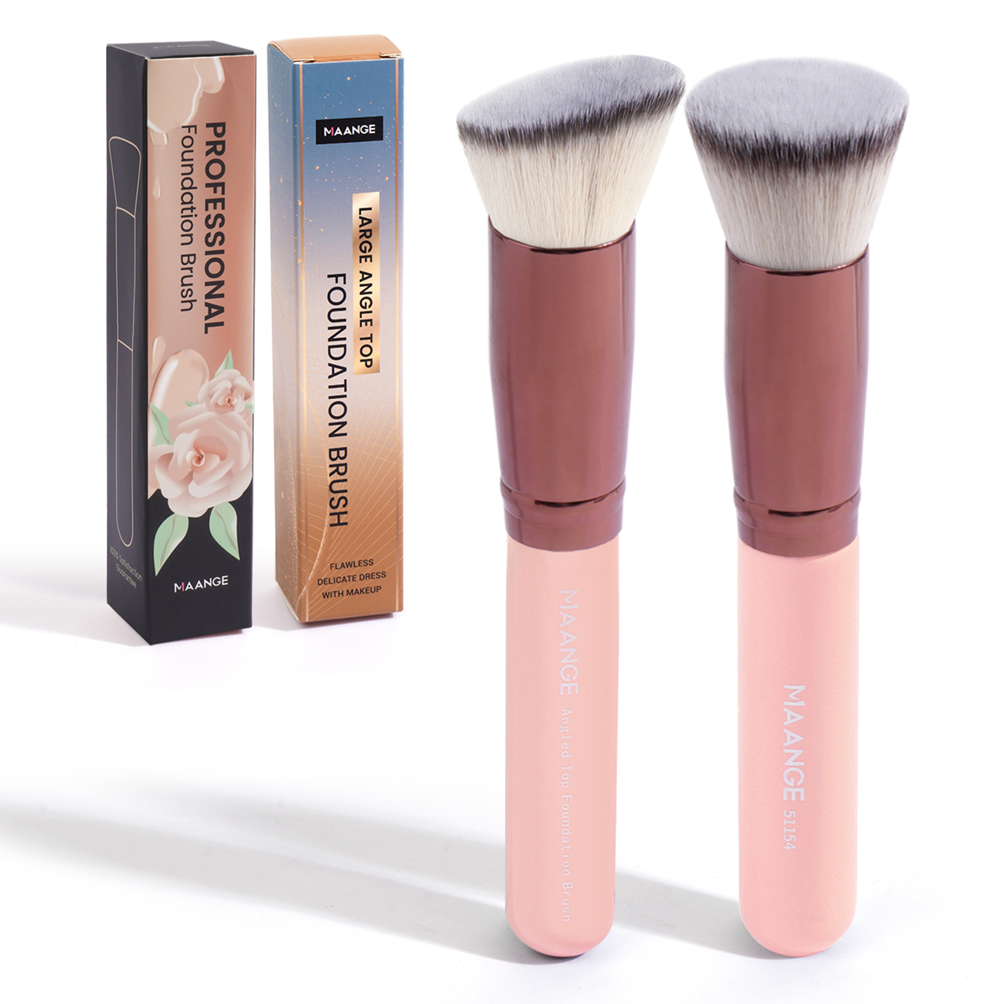 Foundation Makeup Brush Set Flat Angled Kabuki Powder  Blush Brush For Liquid Application 7