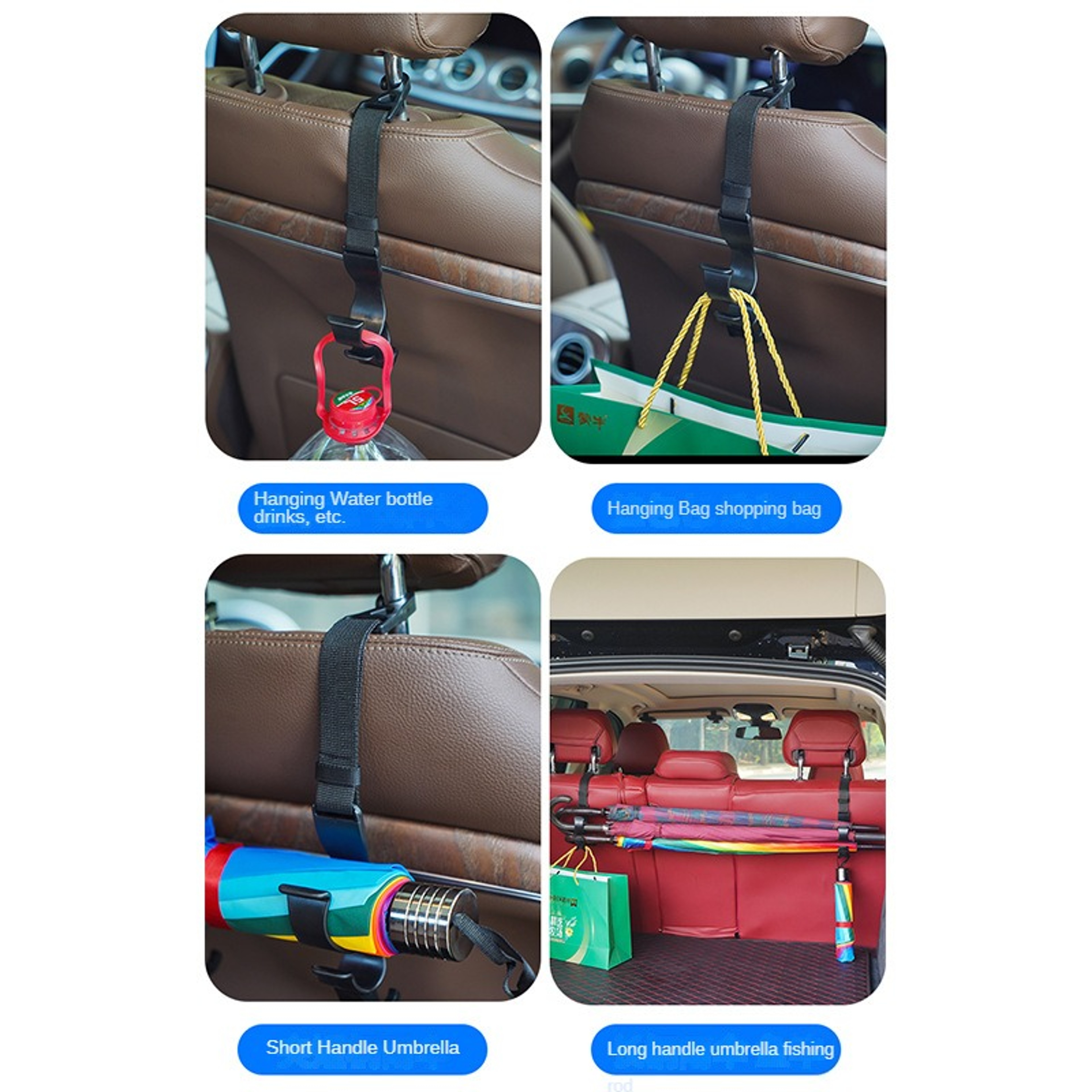 Car Back Seat Hook Multifunctional Rear Seat Headrest Hook Umbrella Holder  Storage Hook 3