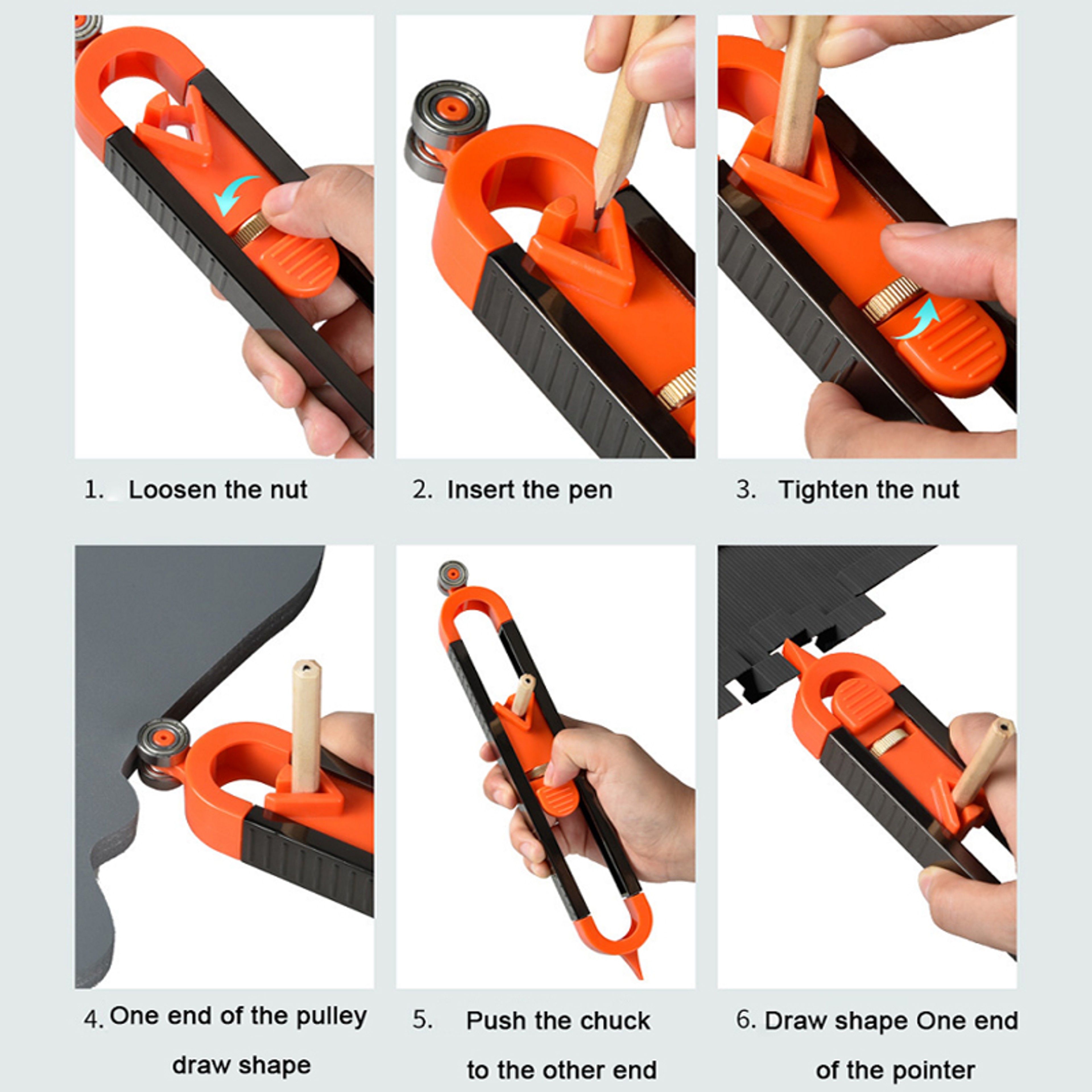 Profile Scribing Ruler Contour Gauge with Lock Precise Woodworking Edge & Corner Measuring Tool – view 6