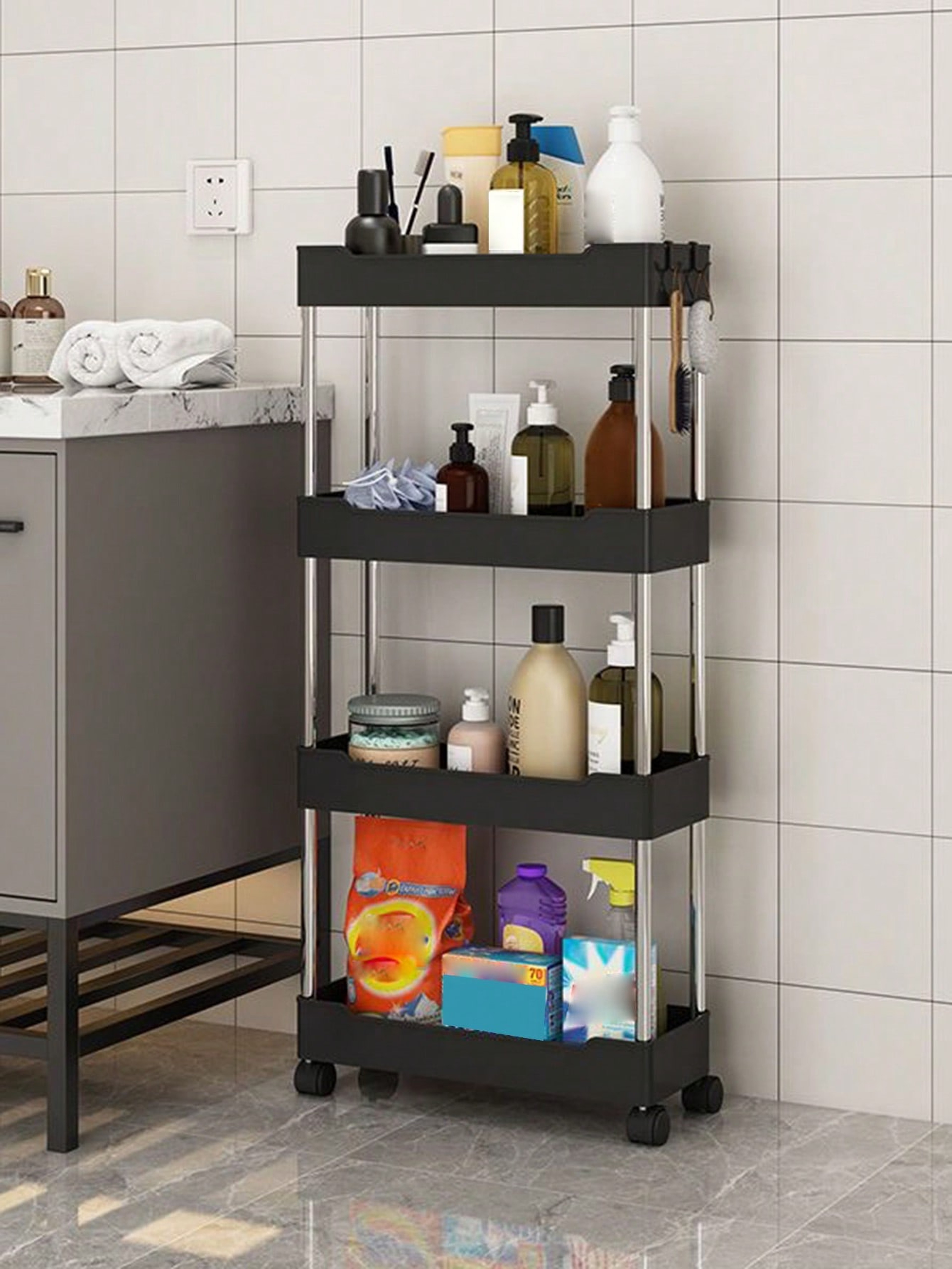 Rolling Utility Cart Movable Gap Storage Rack for Kitchen, Bathroom & Living Room – view 2