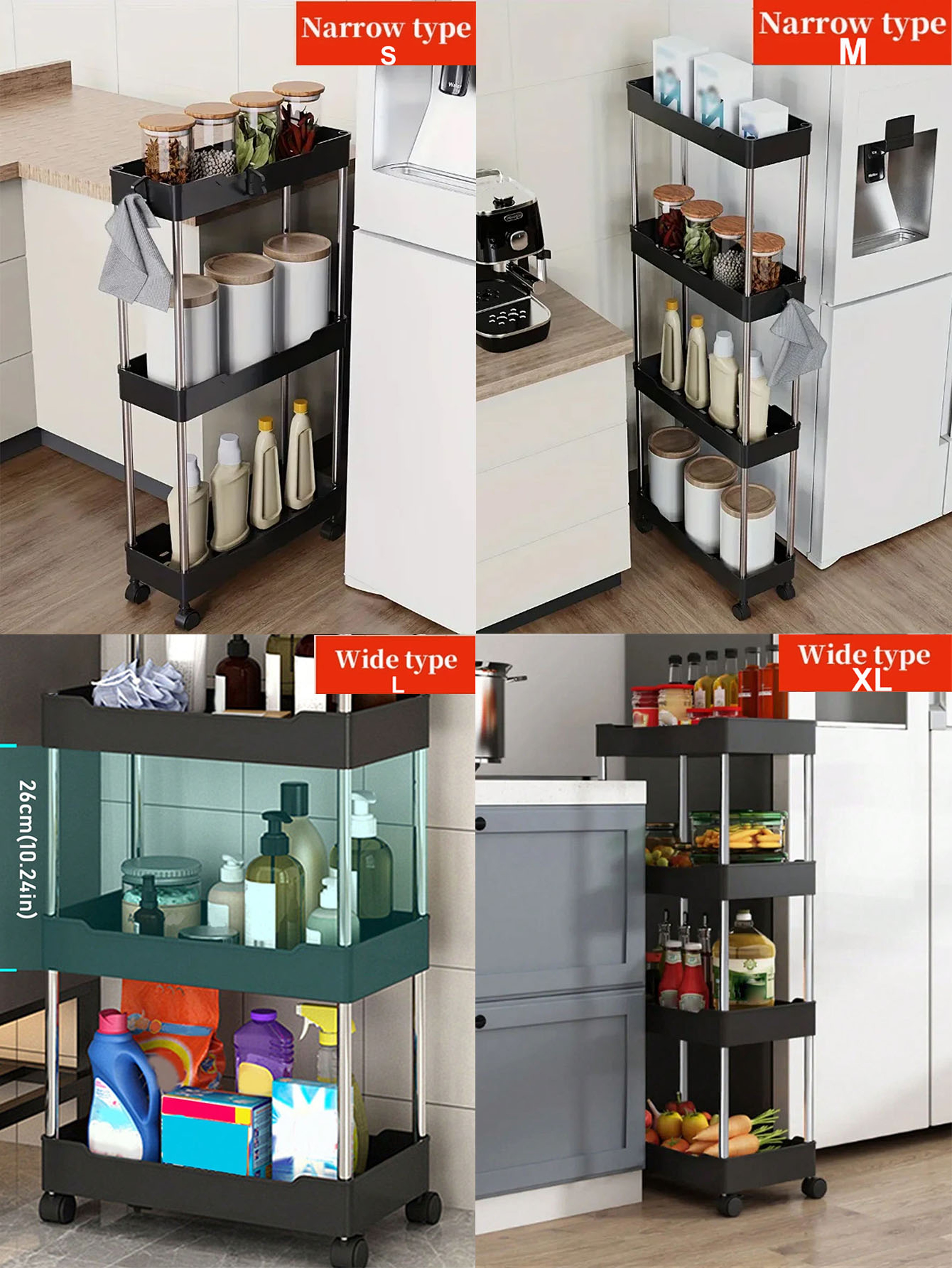 Rolling Utility Cart Movable Gap Storage Rack for Kitchen, Bathroom & Living Room – view 7