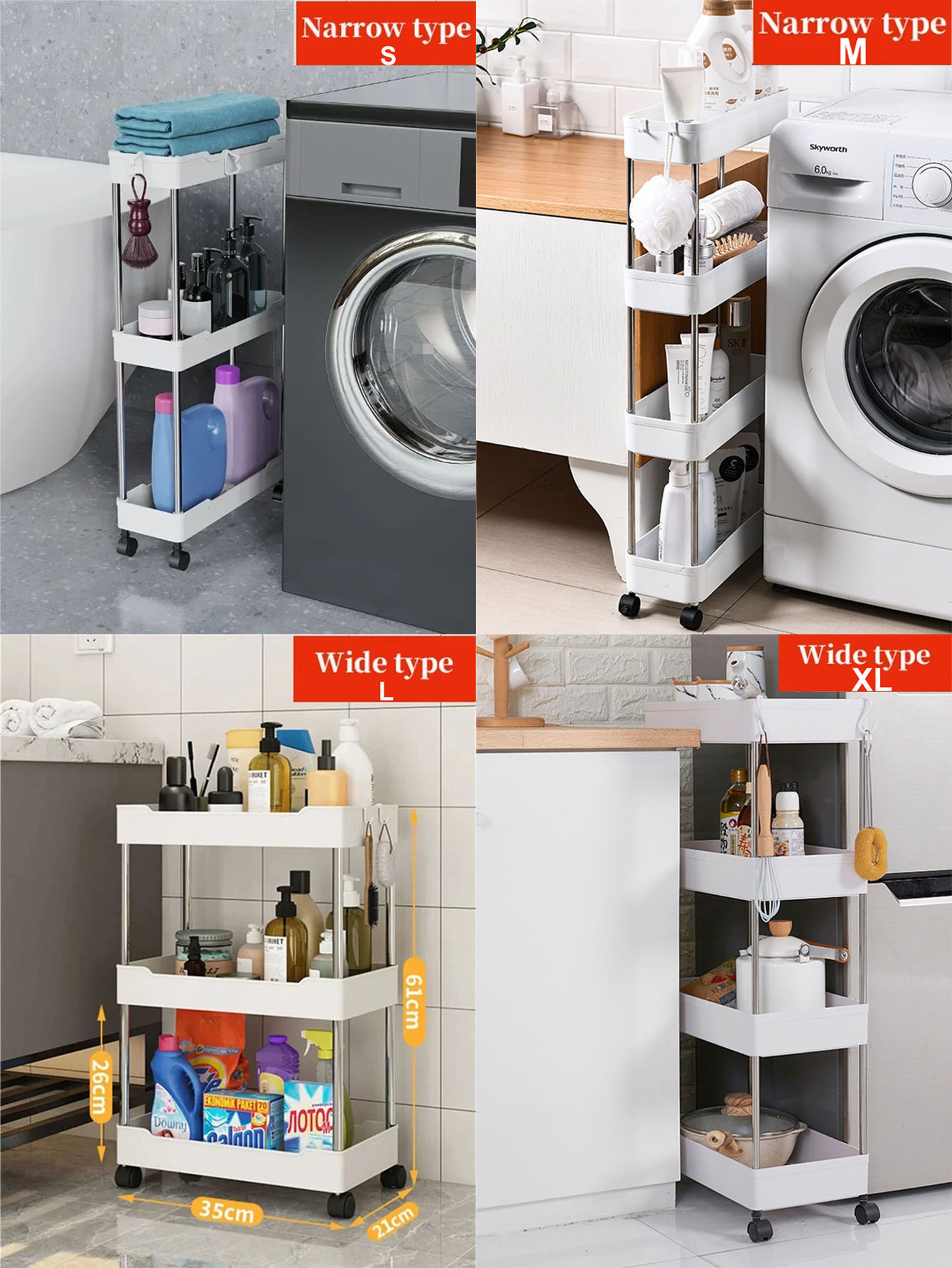 Rolling Utility Cart Movable Gap Storage Rack for Kitchen, Bathroom & Living Room – view 5