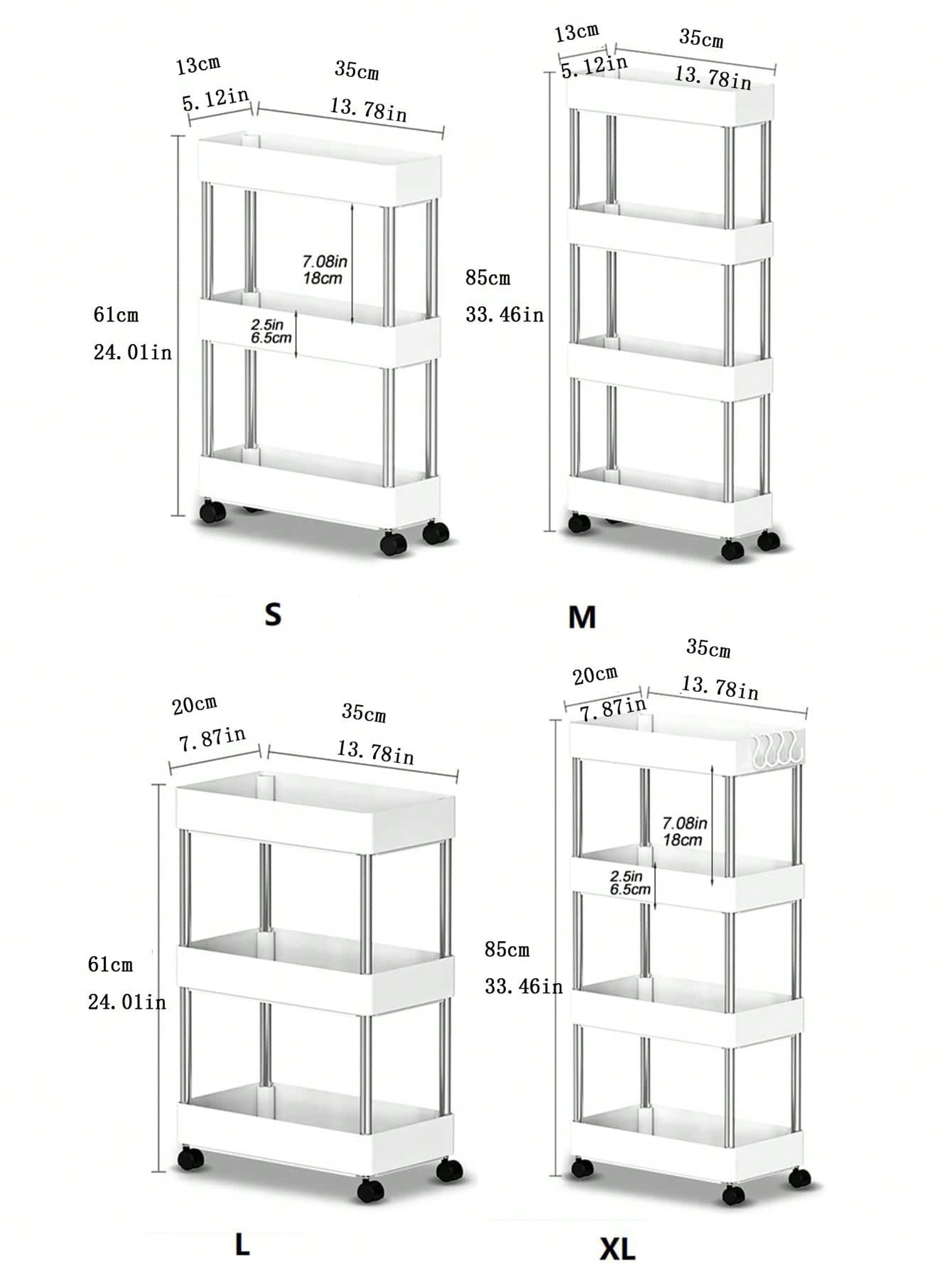 Rolling Utility Cart Movable Gap Storage Rack for Kitchen, Bathroom & Living Room – view 6