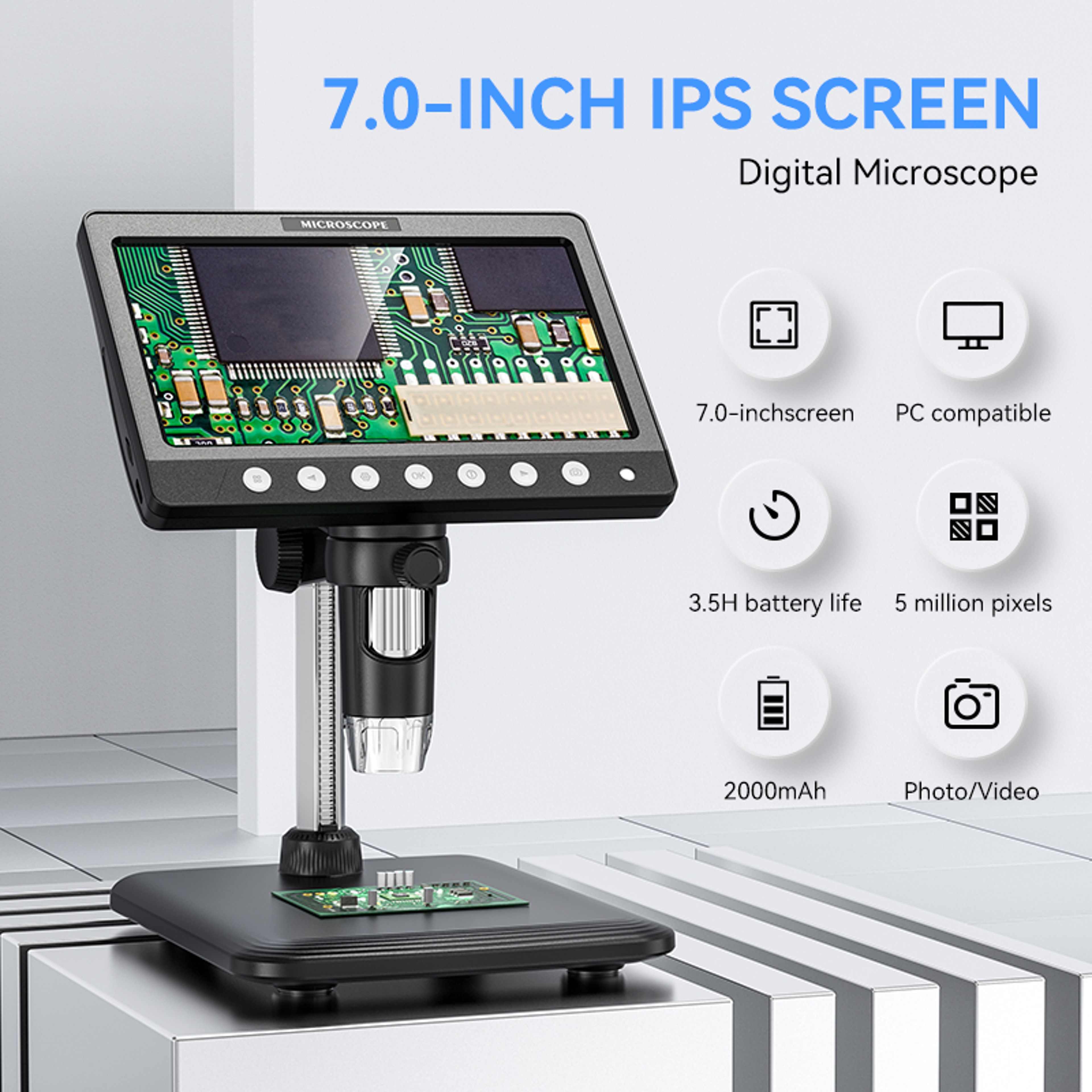 Digital Coin Microscope Magnification with Video, LED Lights for Coins and Circuits – view 1