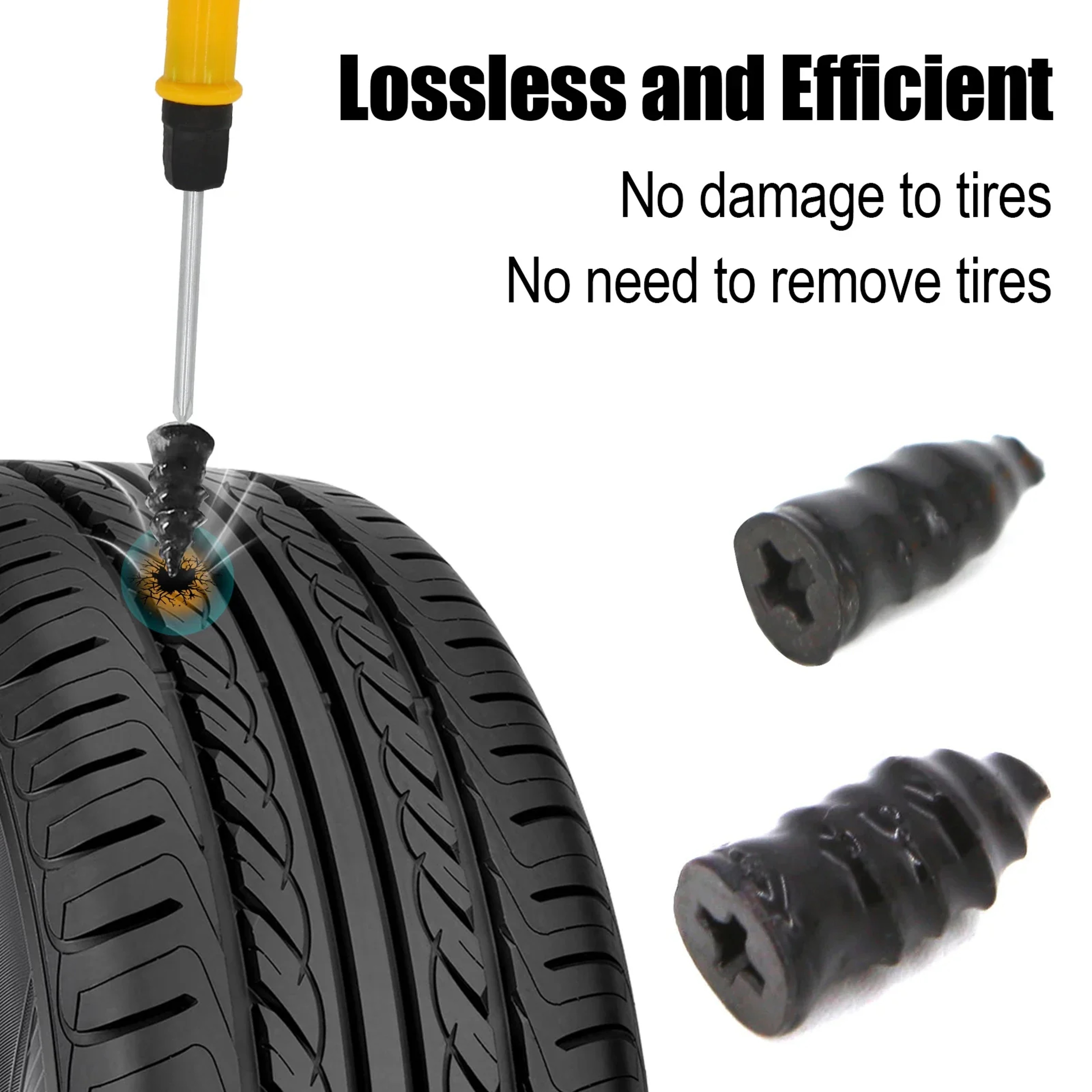 Car Tire Repair Kit Universal Emergency Puncture Plug Tools With Tyre Strips  Glue 4