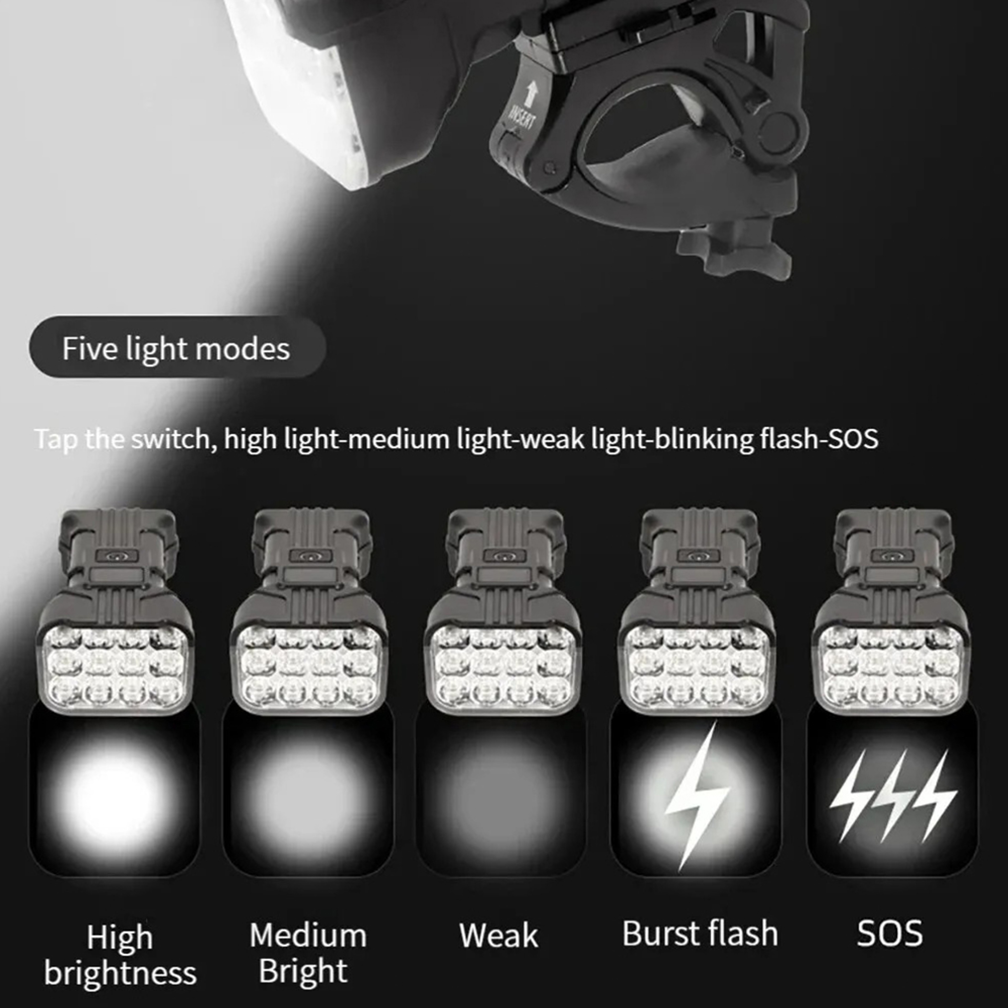 Rechargeable Bicycle Front Light With Horn Bike Safety Lamp For Night Riding 2