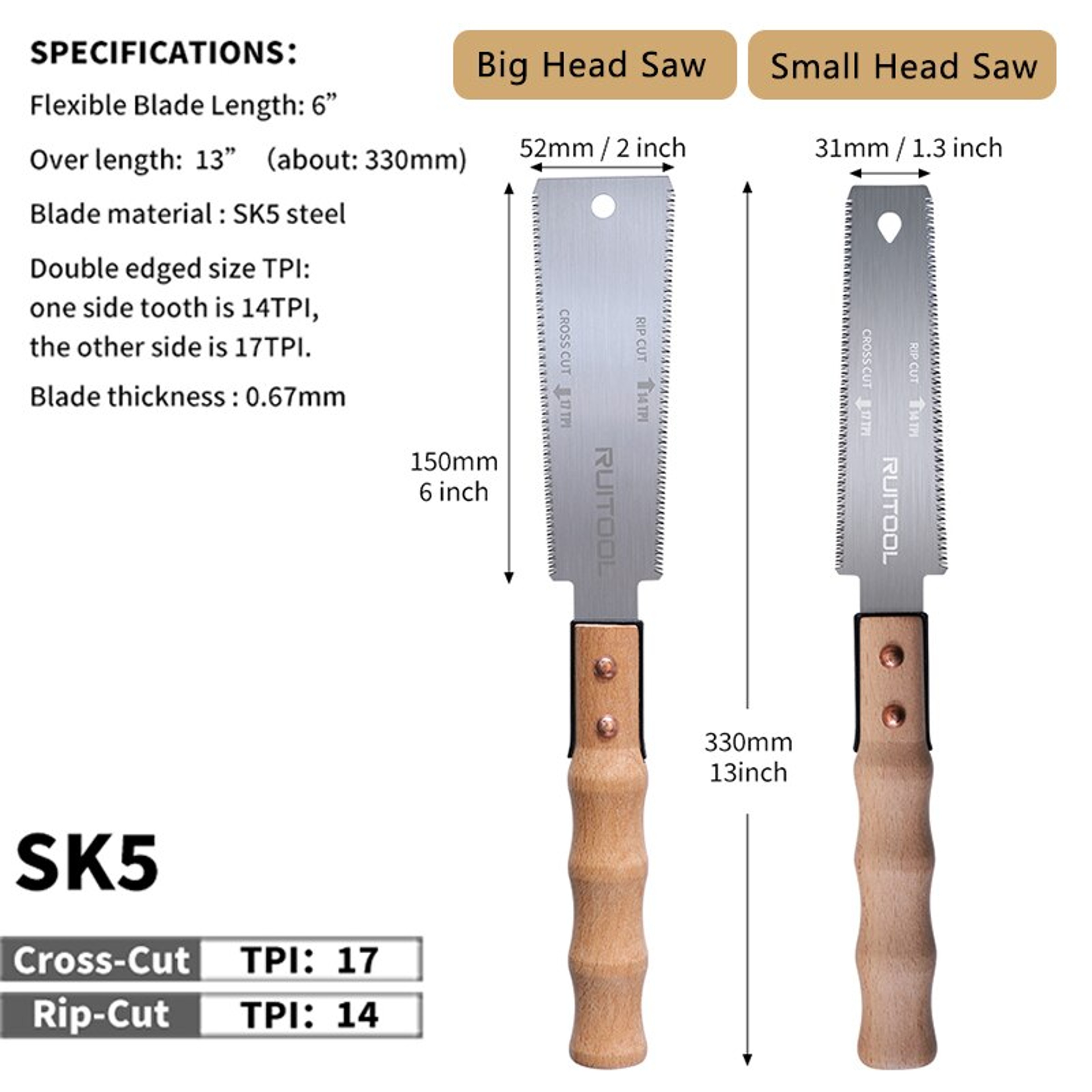 Double Side Hand Pull Saw Steel Flush Cut Saw For Precision Woodworking 5