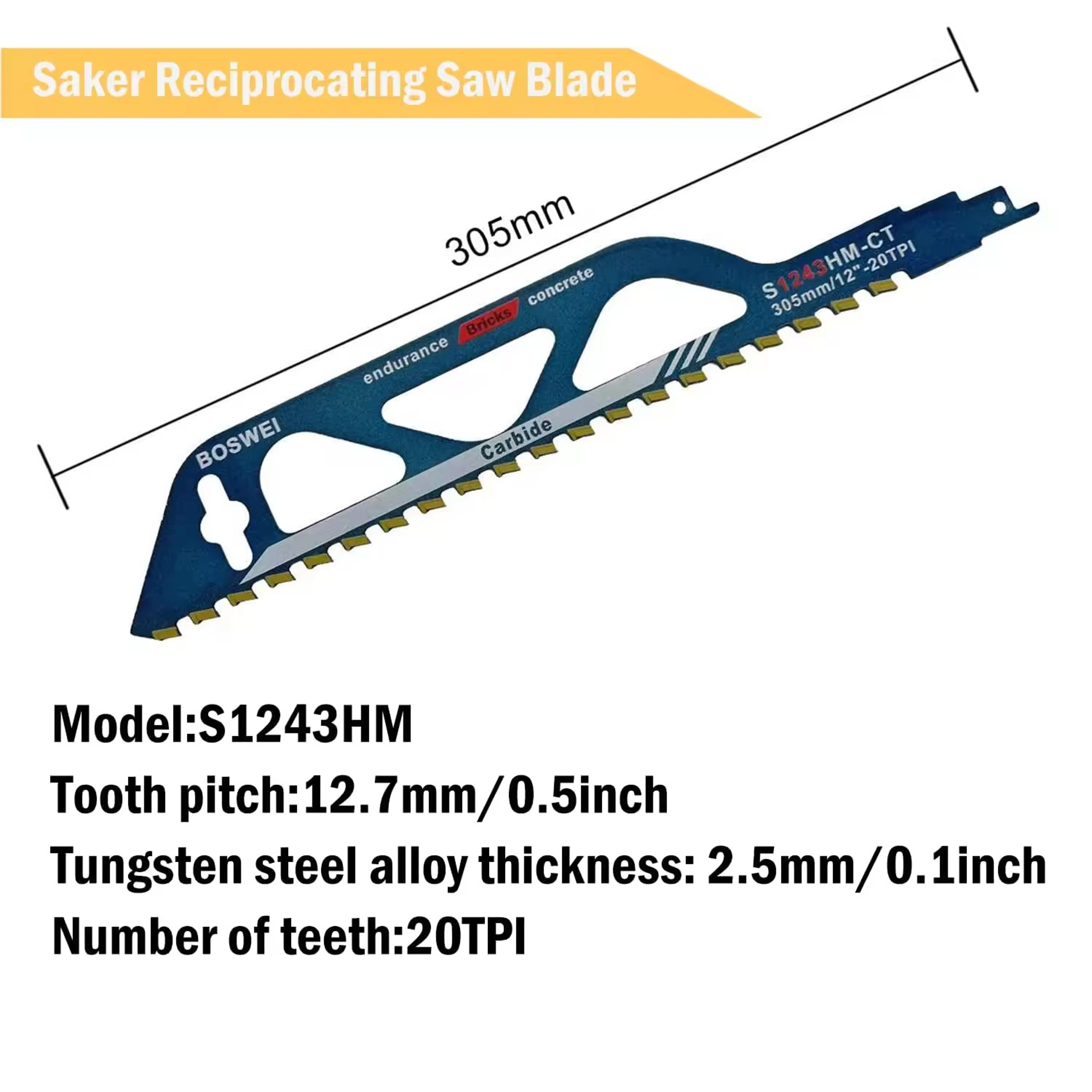 Professional Demolition Masonry Reciprocating Saw Blade Hard Alloy Multi Material Cutting 4