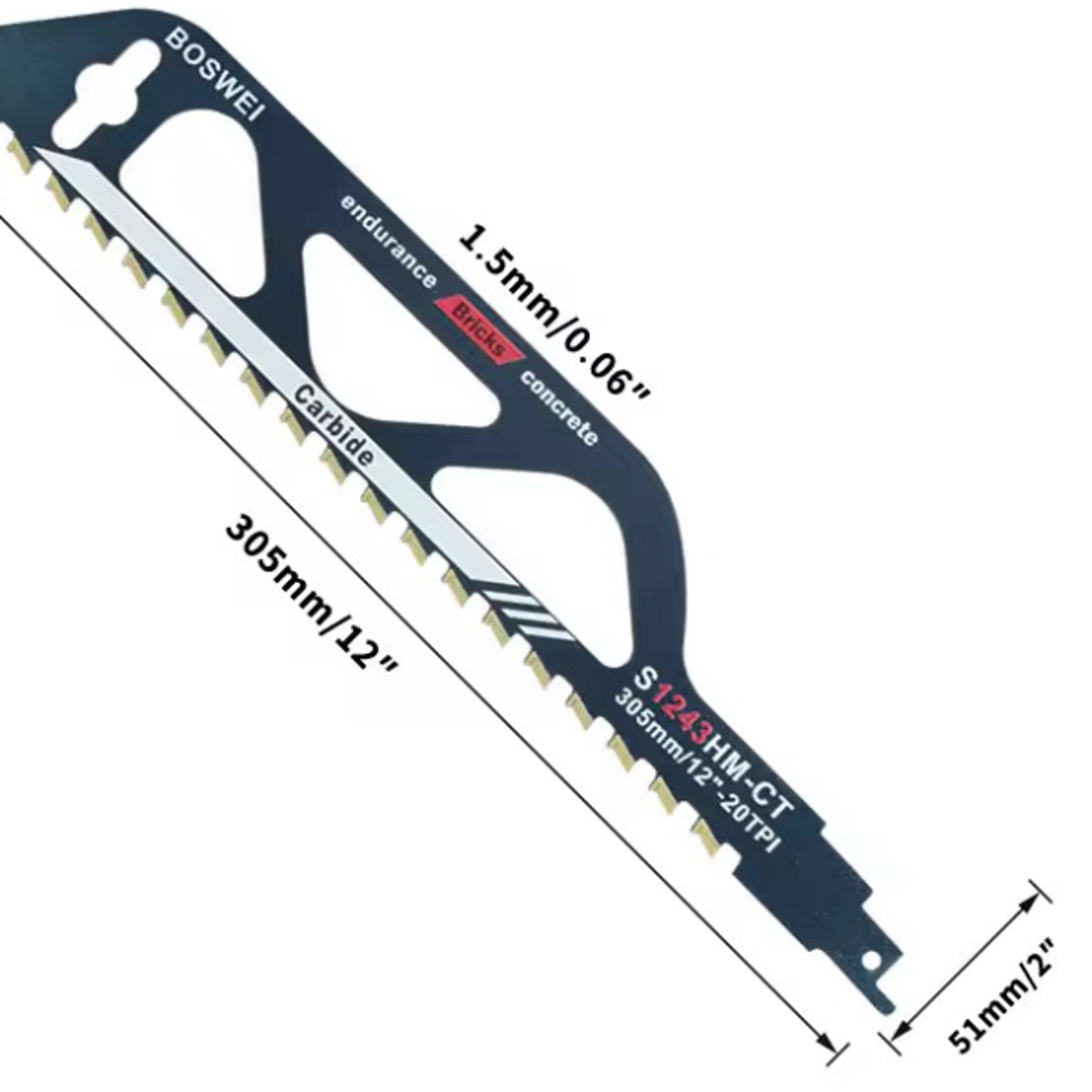 Professional Demolition Masonry Reciprocating Saw Blade Hard Alloy MultiMaterial Cutting