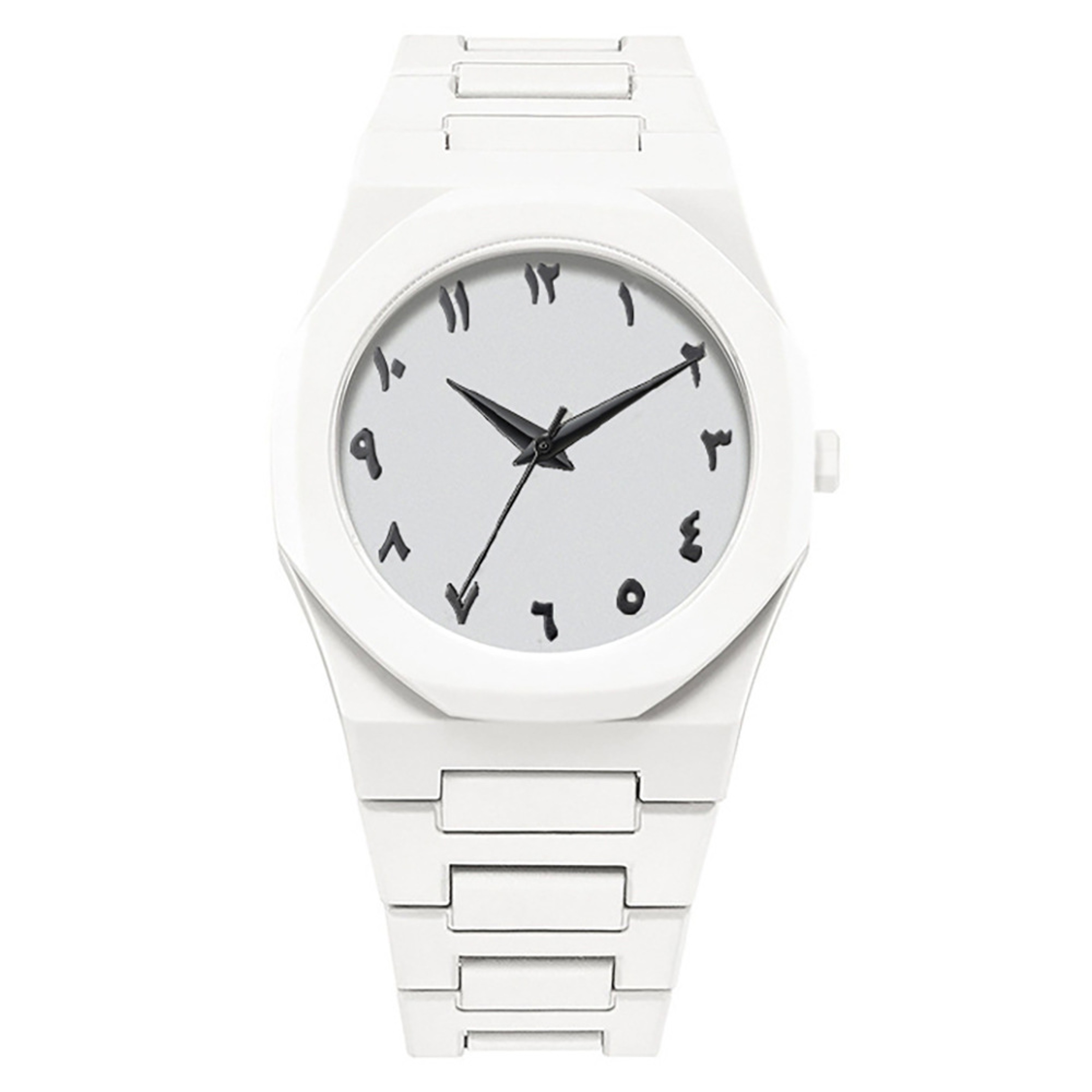 Fashionable Mens Black Quartz Watch With Arabic Digital Display  Casual Drip Oil Strap 2