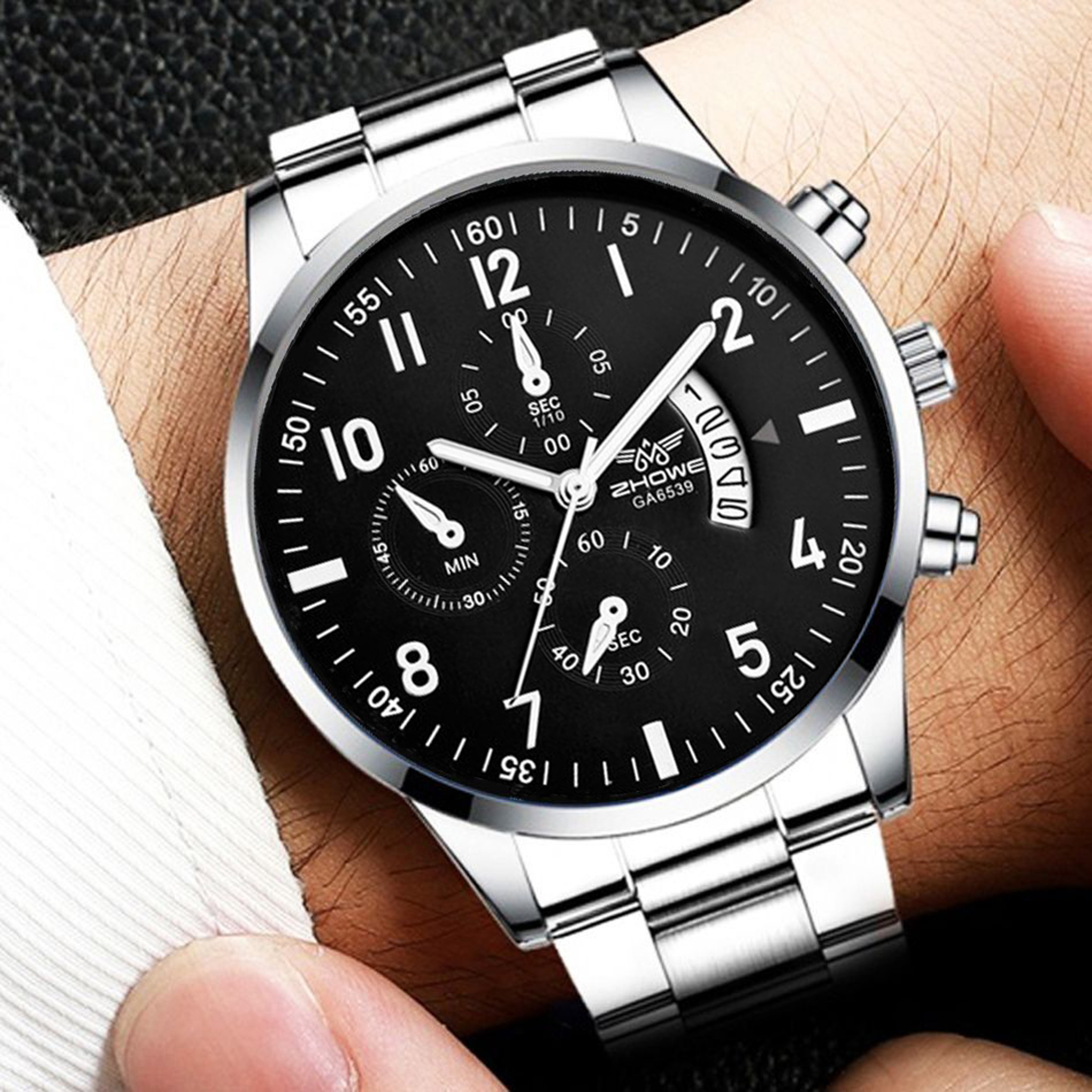 Mens Luxury Steel Belt Watch Fashion Business Calendar Watch Ideal Christmas  Valentines Day Gift 4