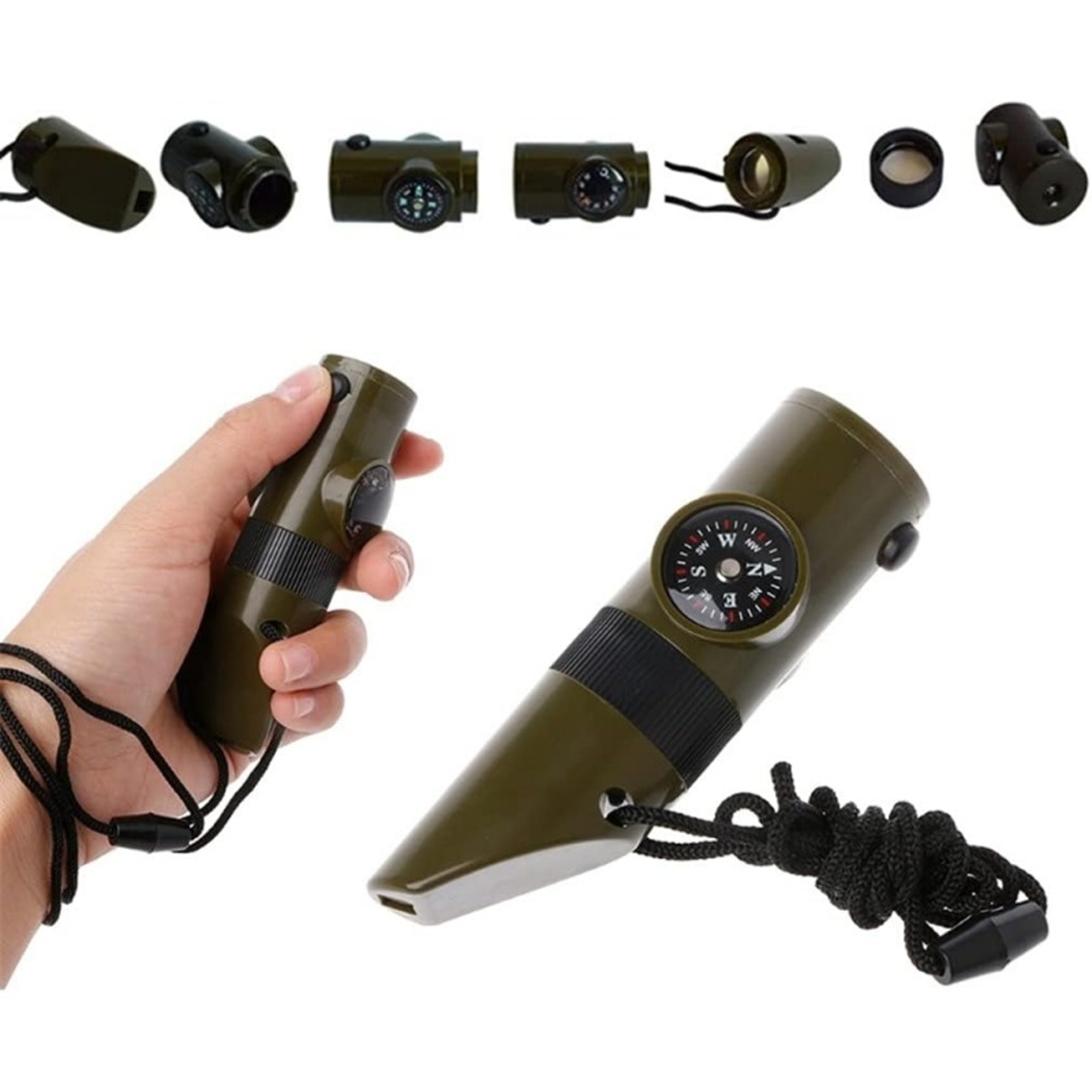Multi-Function Survival Whistle with Compass, LED Flashlight, Magnifying Glass & Reflector –Perfect for Camping, Hiking – view 5