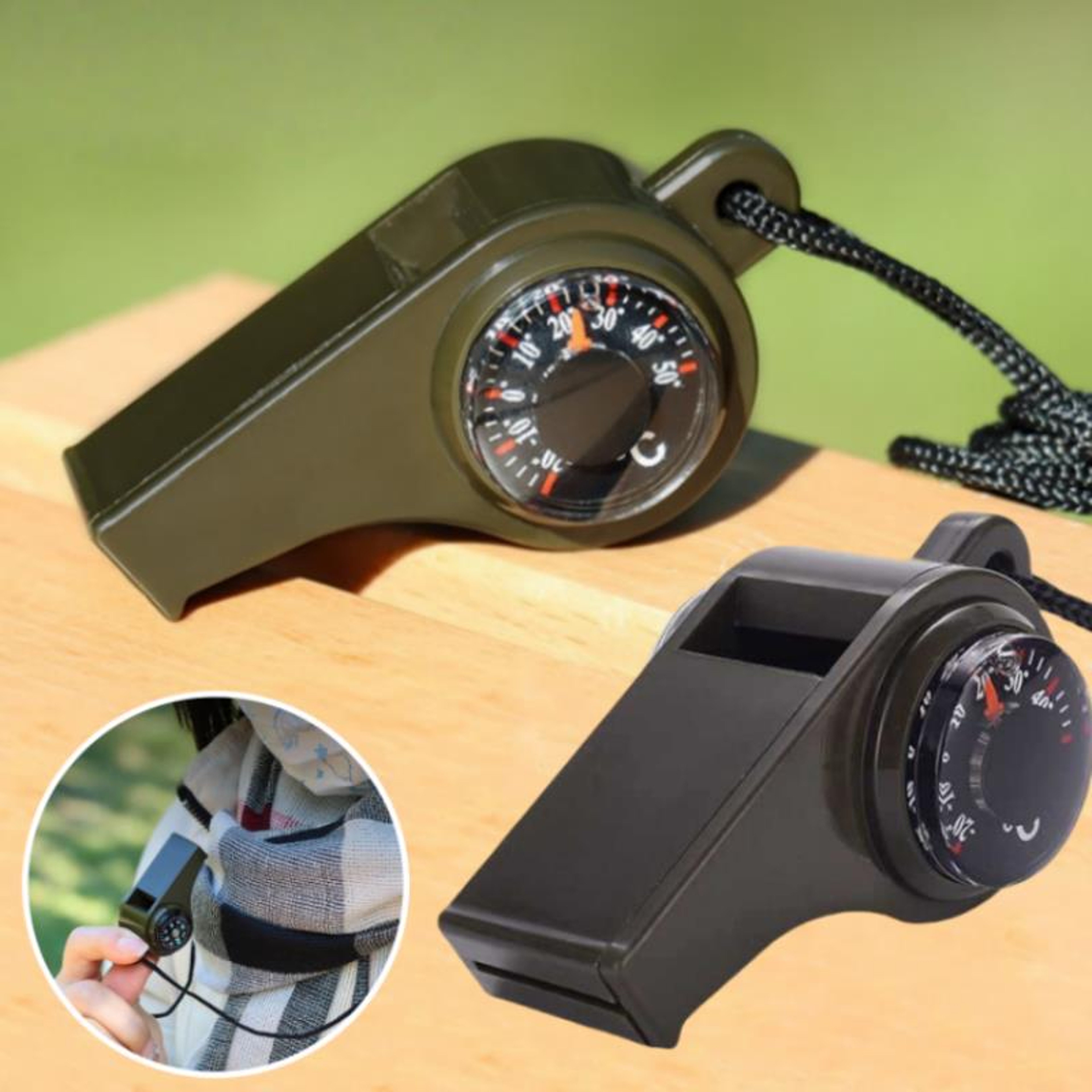 Emergency Survival Whistle With Compass  Thermometer Multifunctional Tool For Outdoor Adventure Hik 0