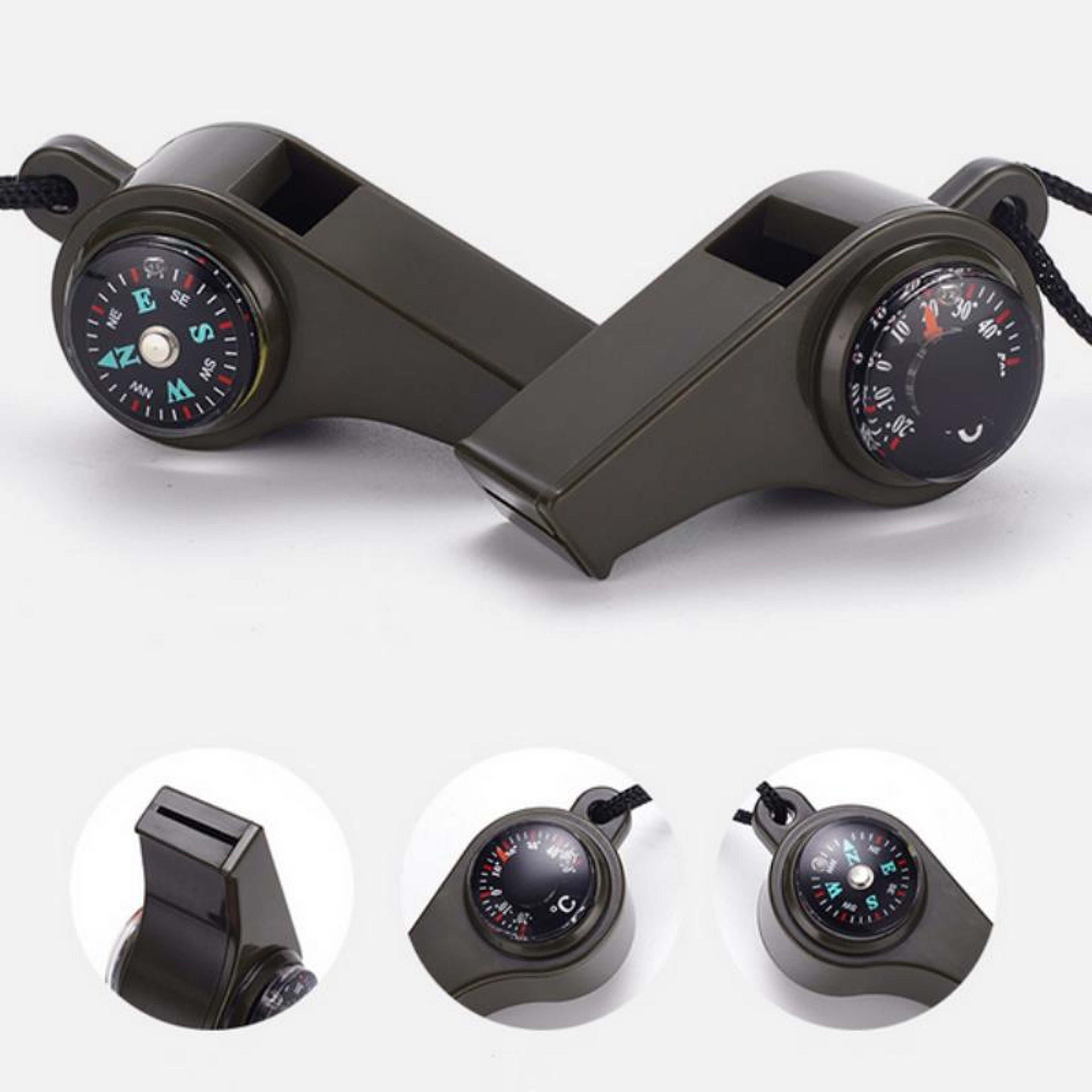 Emergency Survival Whistle With Compass  Thermometer Multifunctional Tool For Outdoor Adventure Hik 5