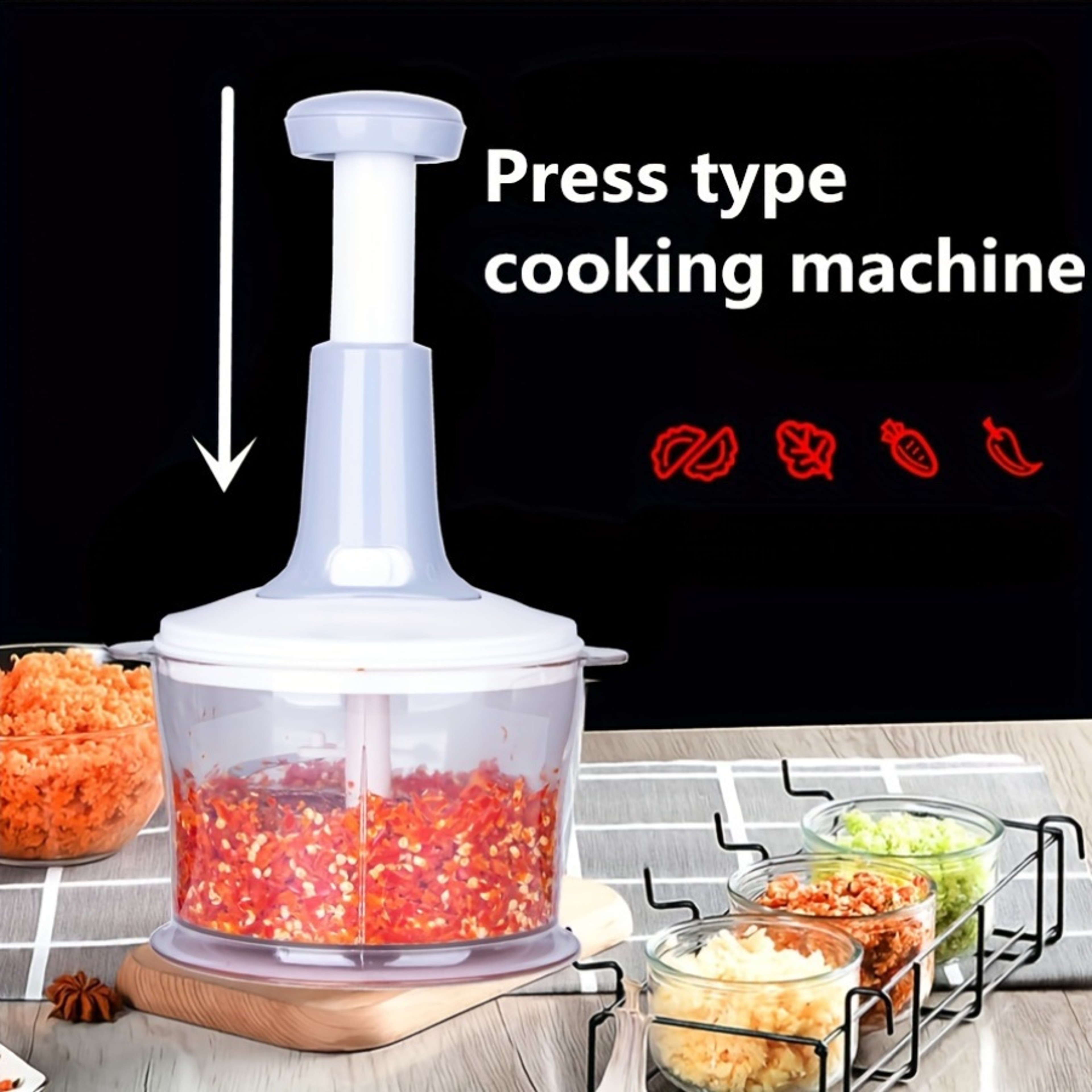 Manual Food Processor Garlic Press HandPowered Meat Grinder  Vegetable Chopper 1