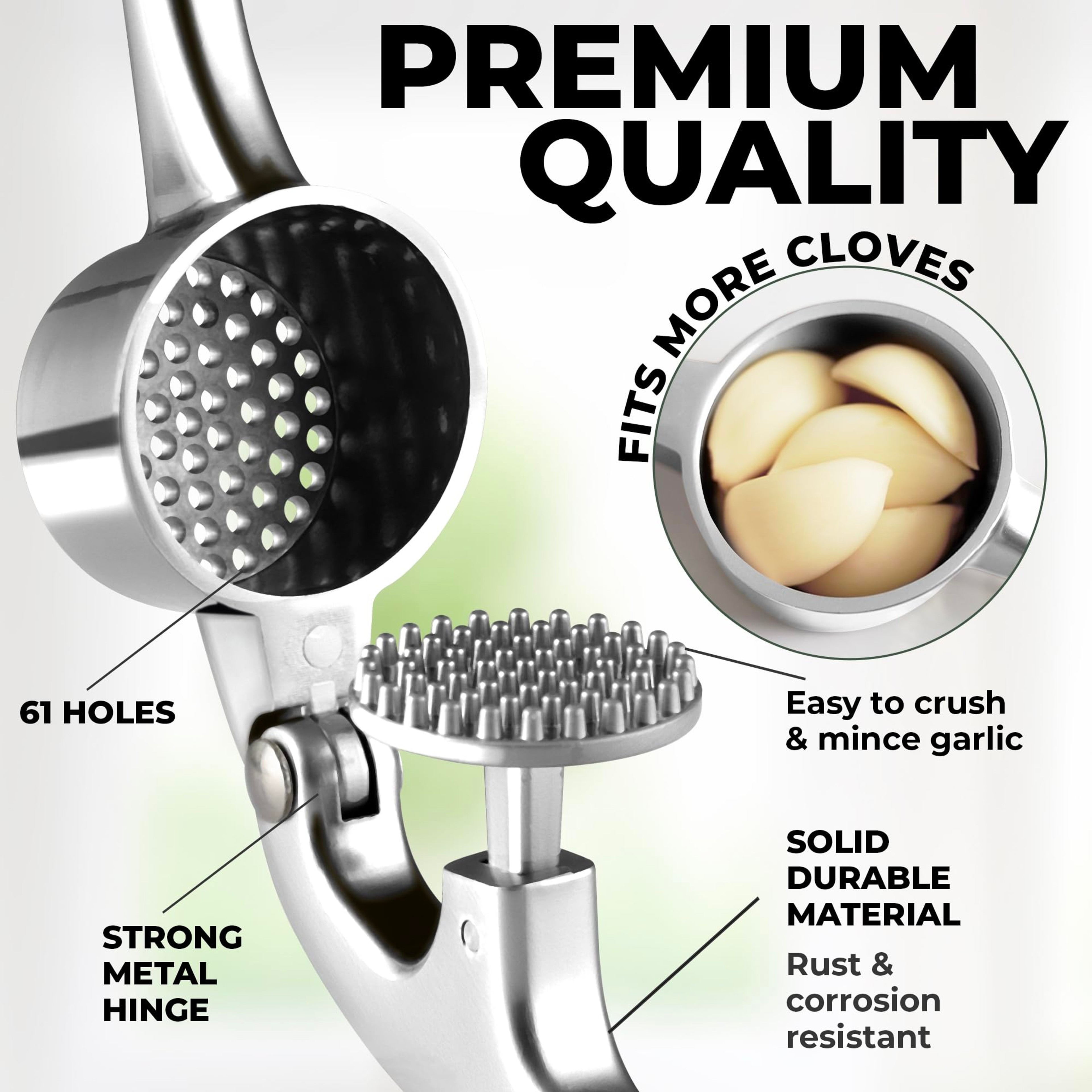 Zinc Alloy Garlic Press  Ginger Crusher Premium Handheld Mincer For Effortless Veggie Masher  Squee 3
