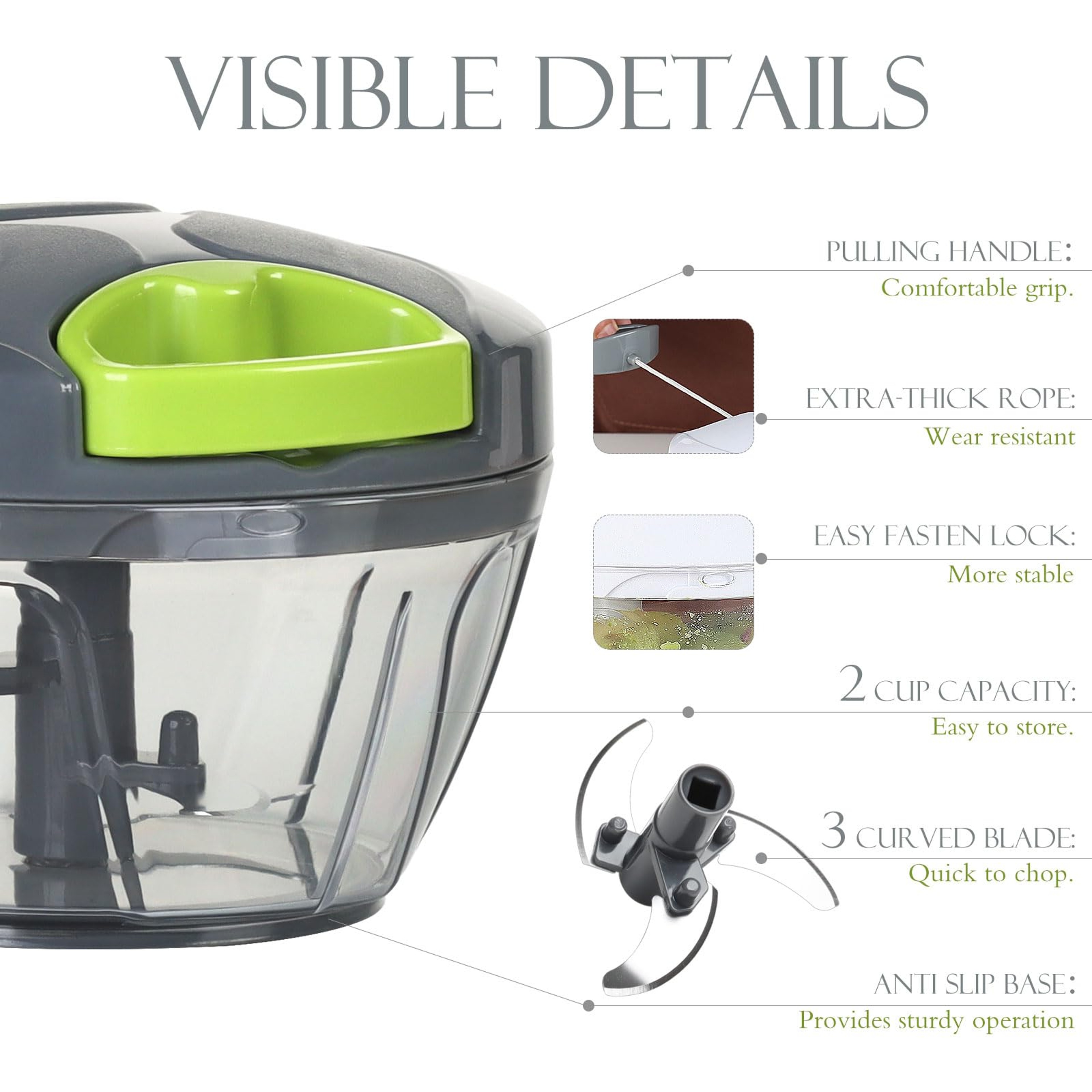 MultiUse Manual Food Chopper Portable Hand Pull Vegetable  Garlic Mincer 2