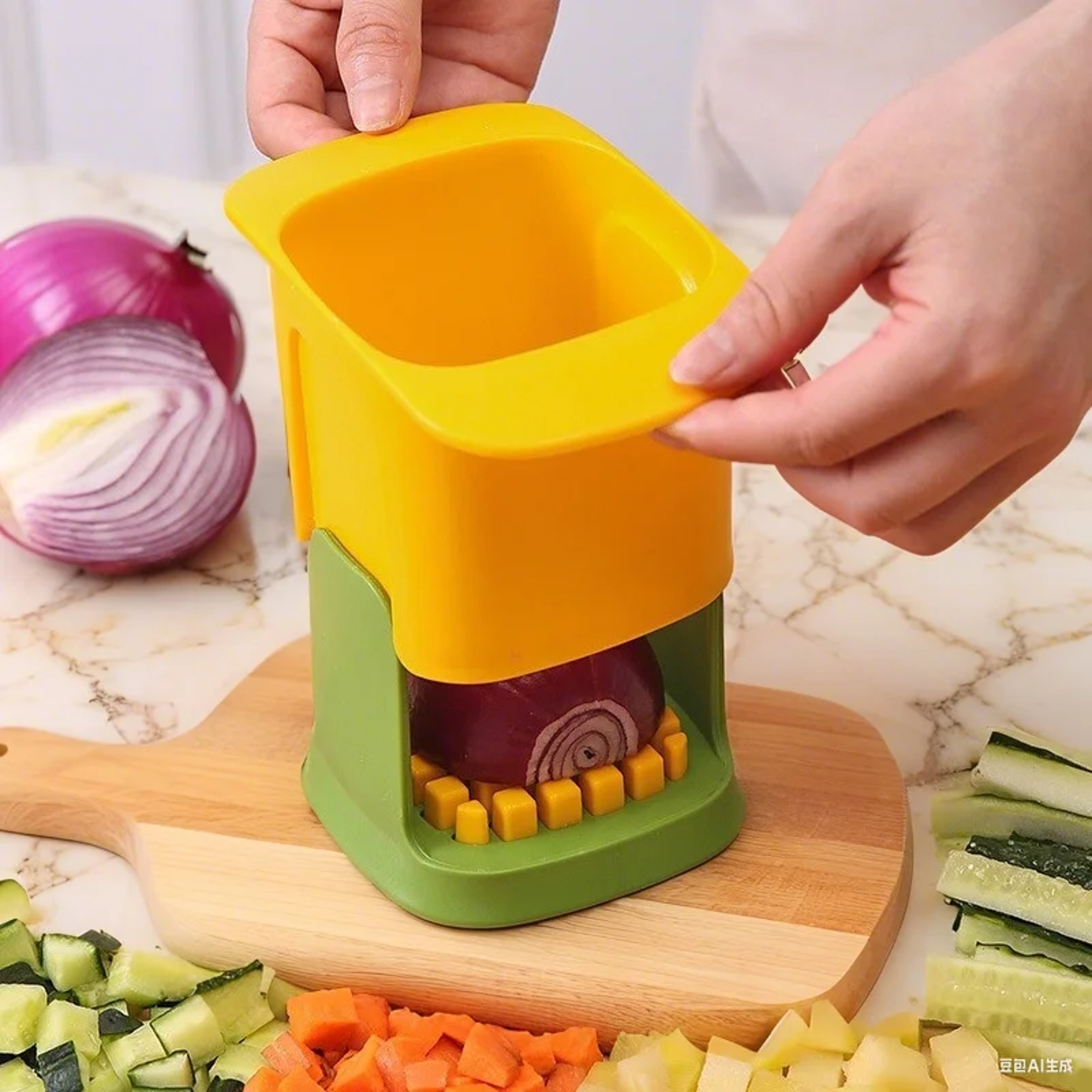 Multi Functional Vegetable Chopper and Slicer with Garlic Press and Onion Dicer – view 3