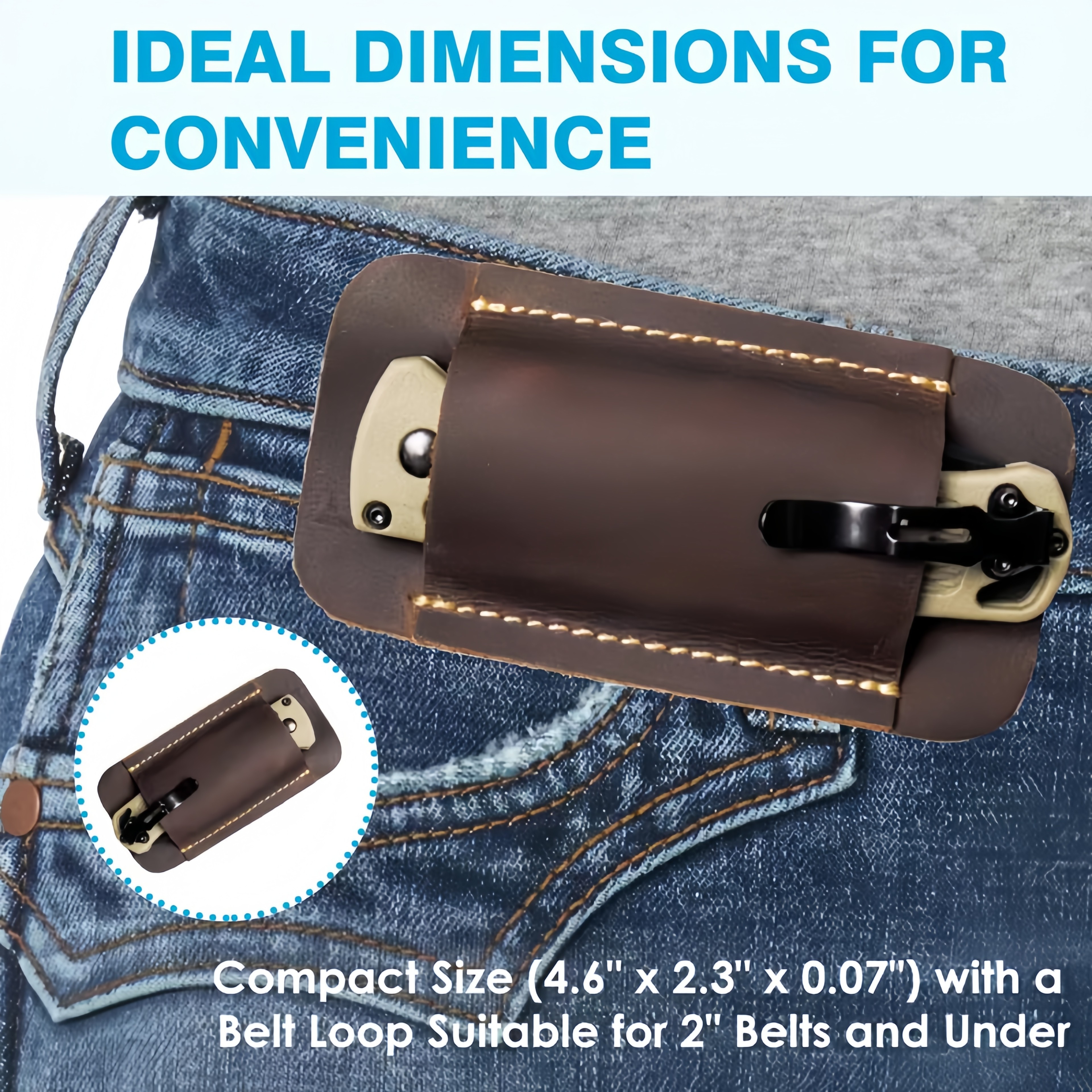 Leather EDC Holster for Pocket Knife & Flashlight Outdoor Carry Gear – view 3