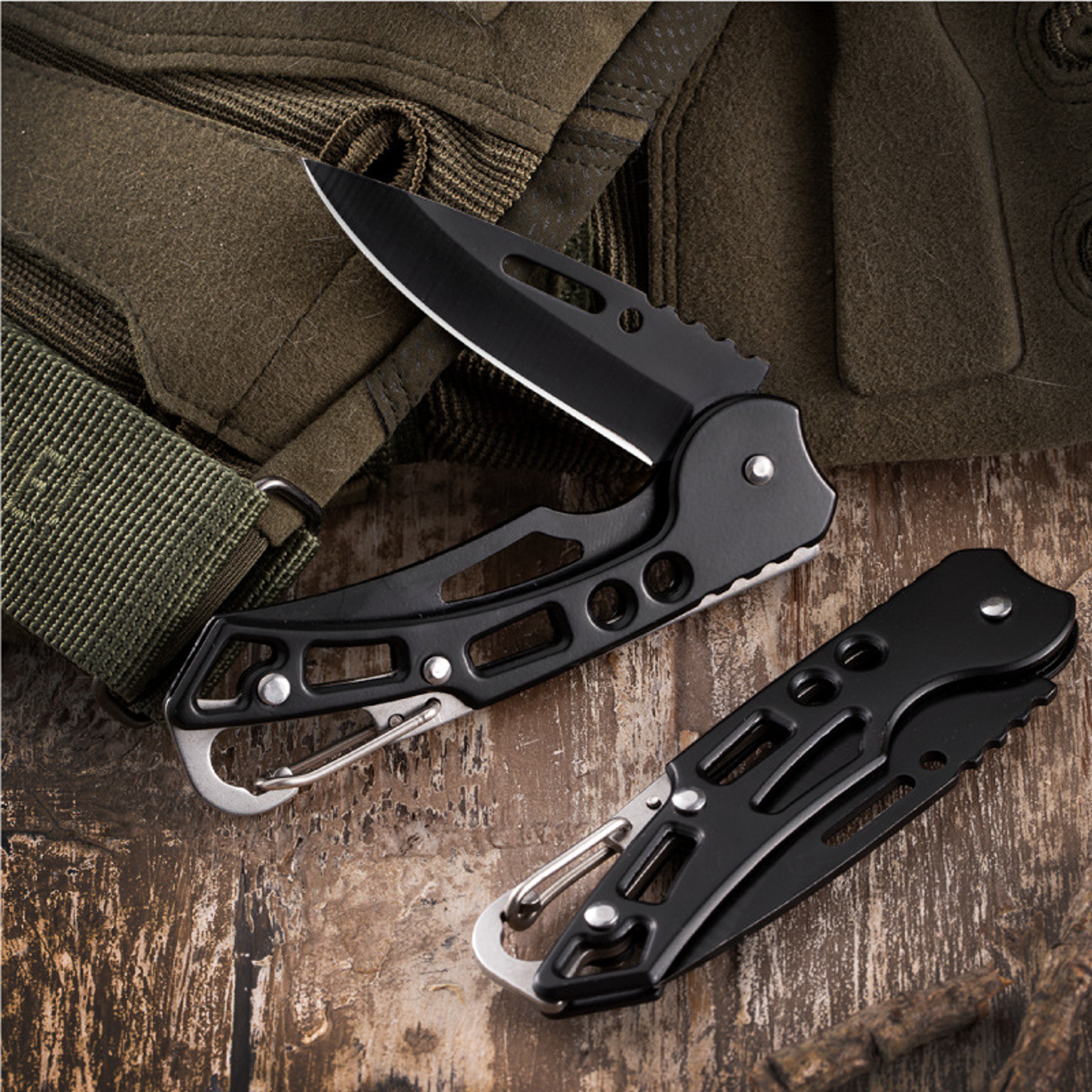 Portable Stainless Steel Folding Knife Compact Survival Tool for Camping, Hunting, and Outdoor Adventures – view 1