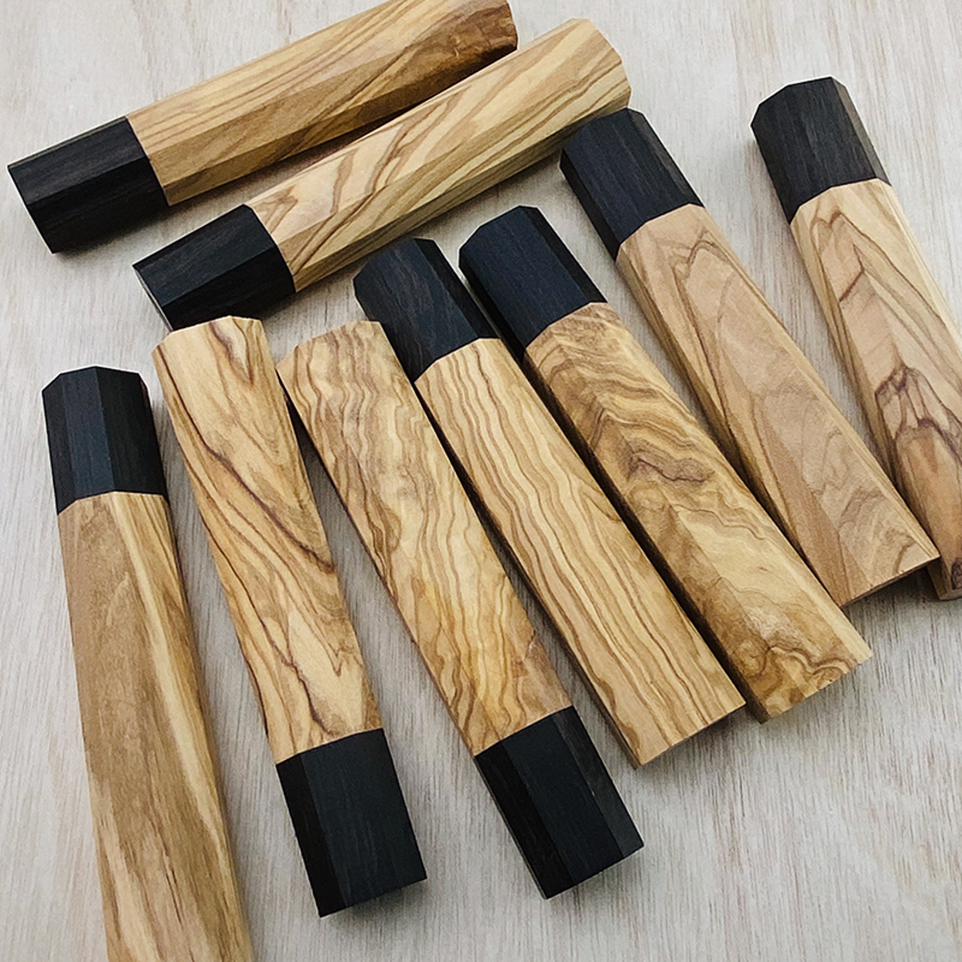 Olive Wood Ebony Octagonal Knife Handle For DIY Kitchen Knives 4