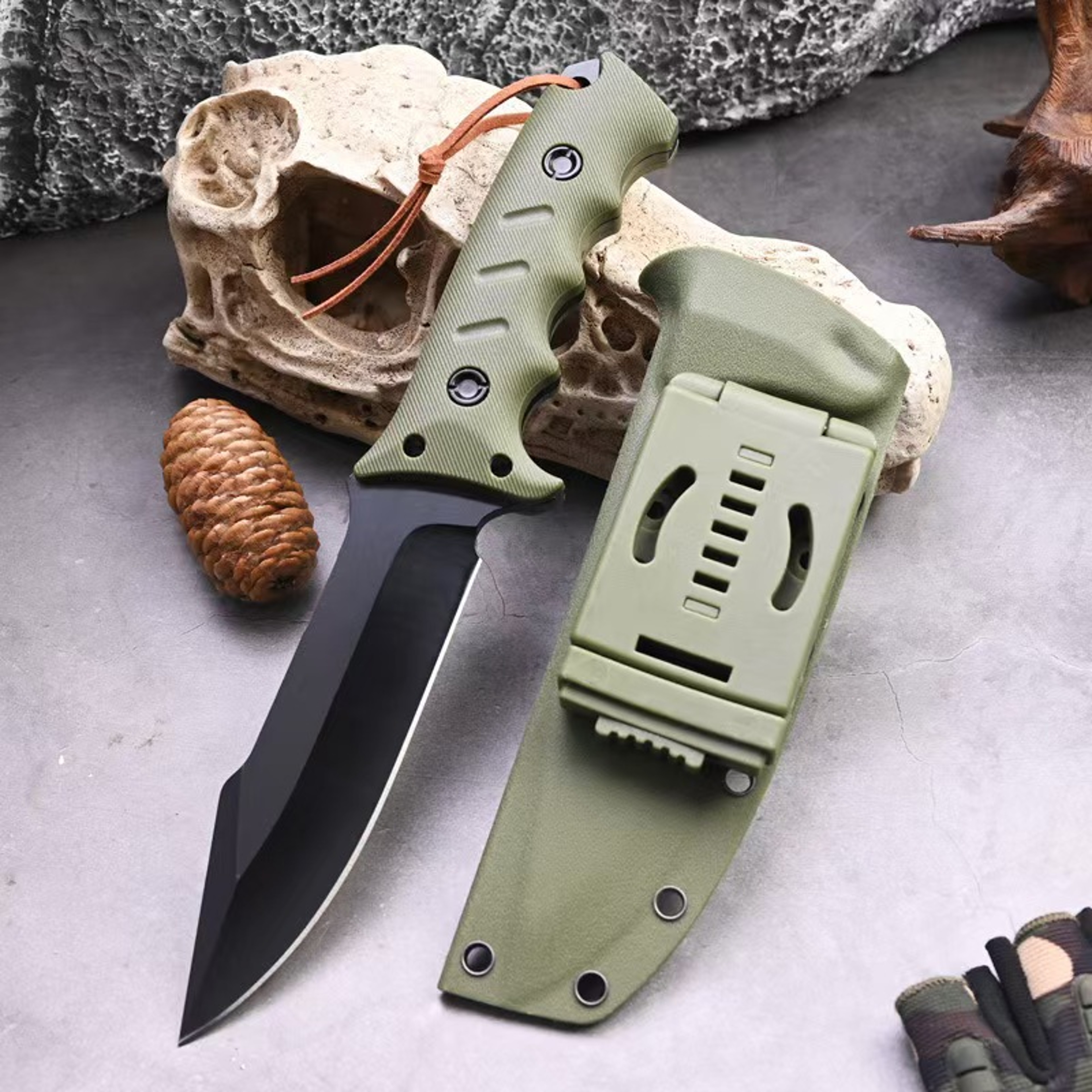 Premium Tactical Survival Knife Fixed Blade EDC Hunting Gear with Sheath & GFN Handle – view 5