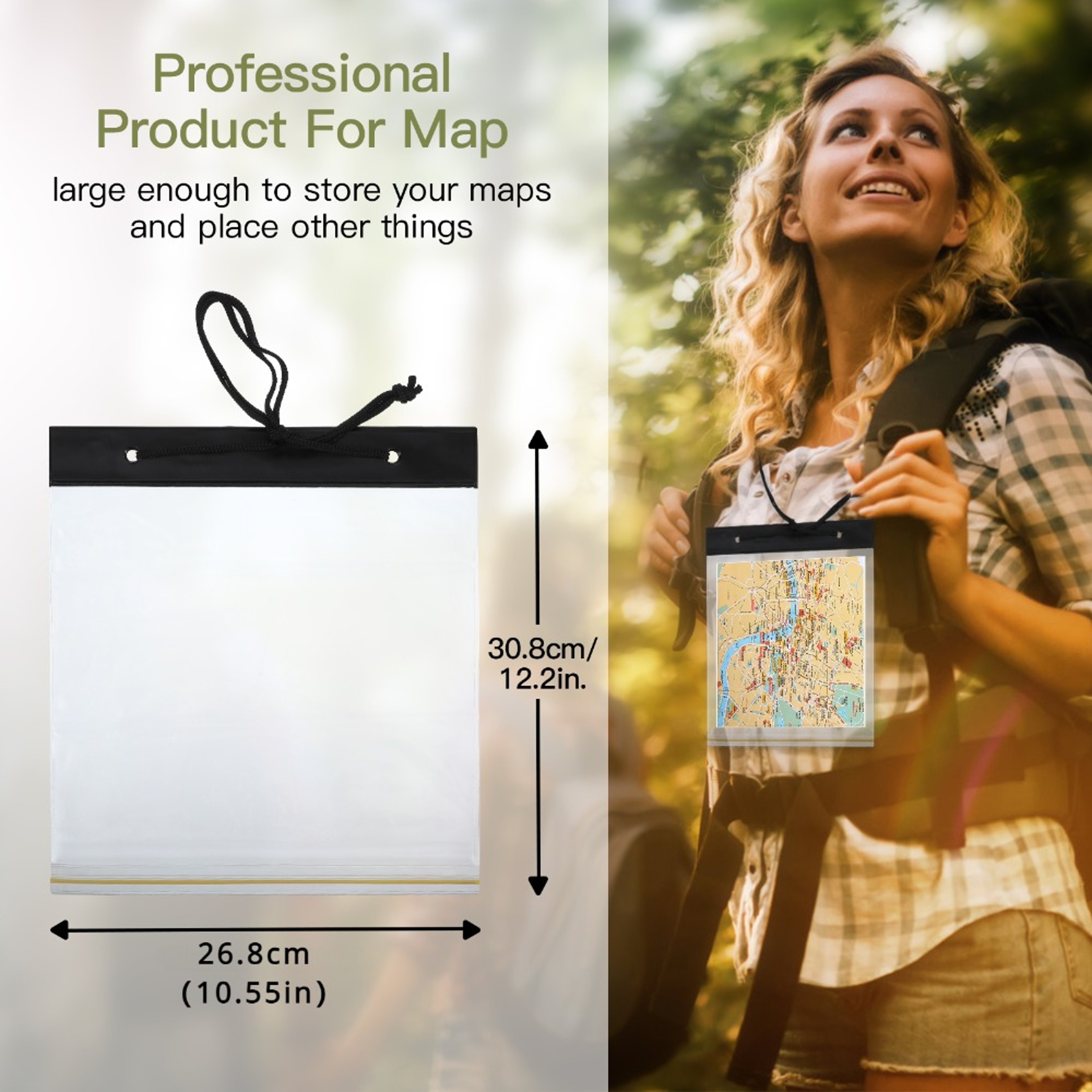 Waterproof PVC Map Case With Zipper For Outdoor Camping  Travel Storage 5