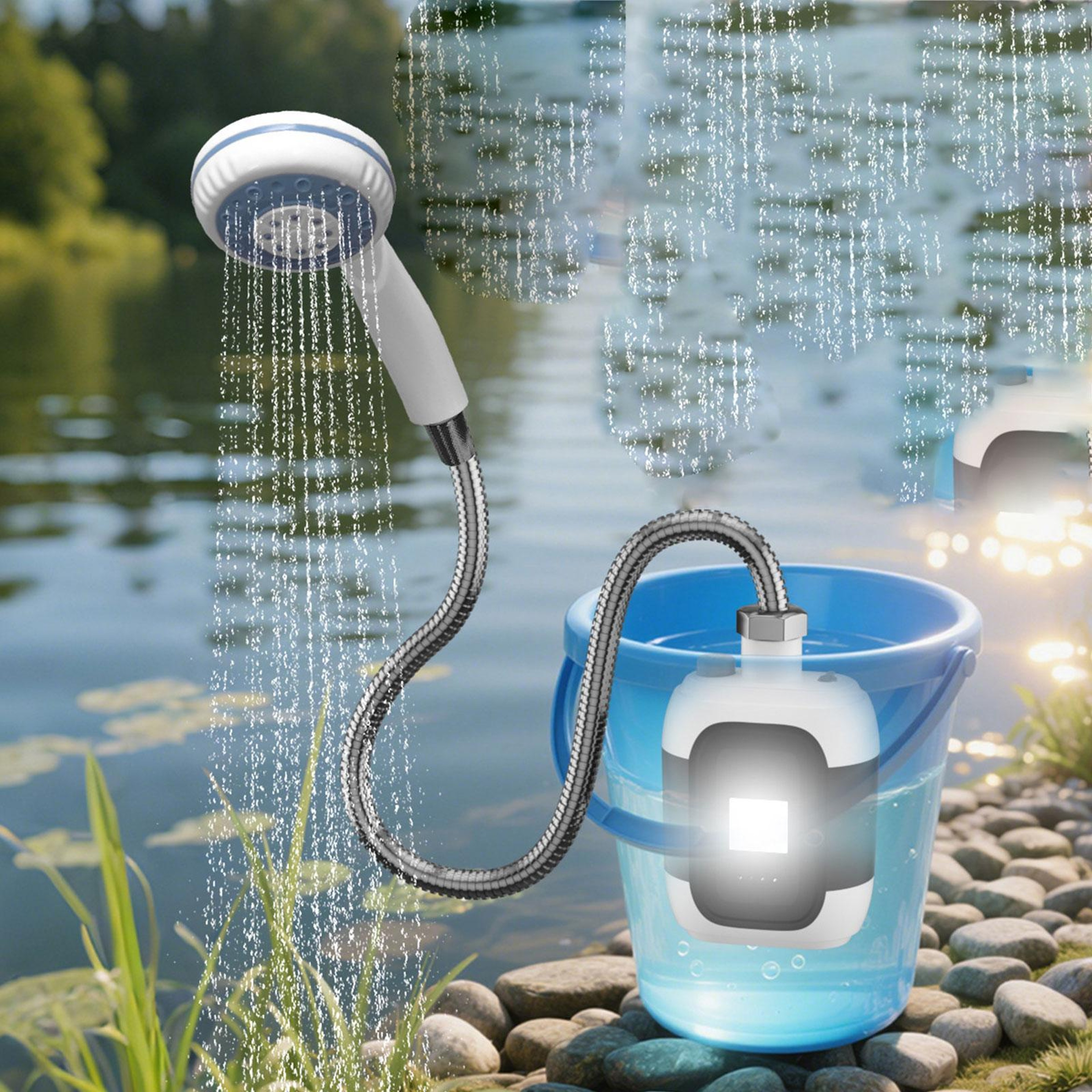 Portable Electric Shower Pump with Flashlight Ideal for Travel, Camping, and Beach Use – view 5
