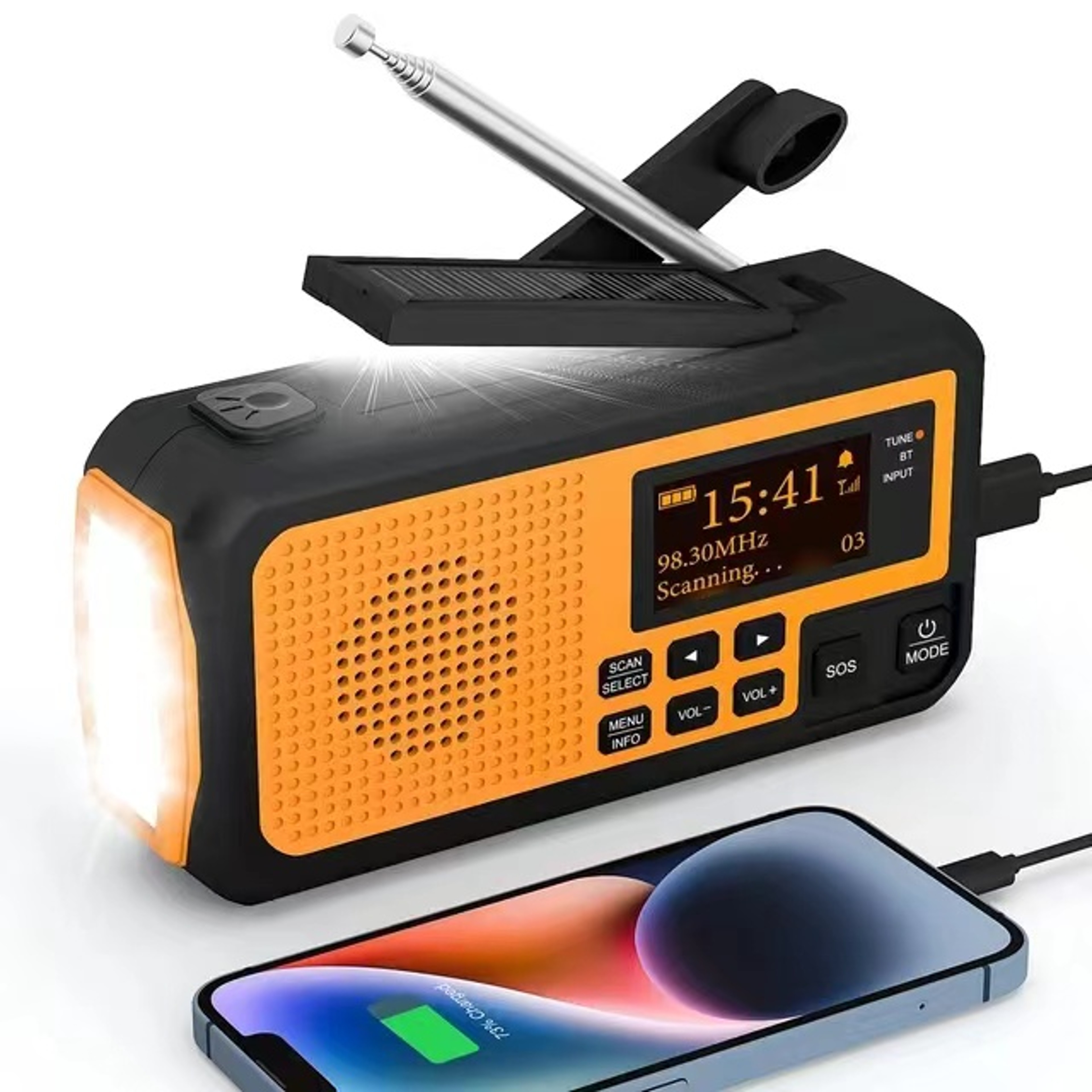 Emergency Solar Radio With Hand Crank LED Flashlight For Blackouts And Outdoor Survival 3