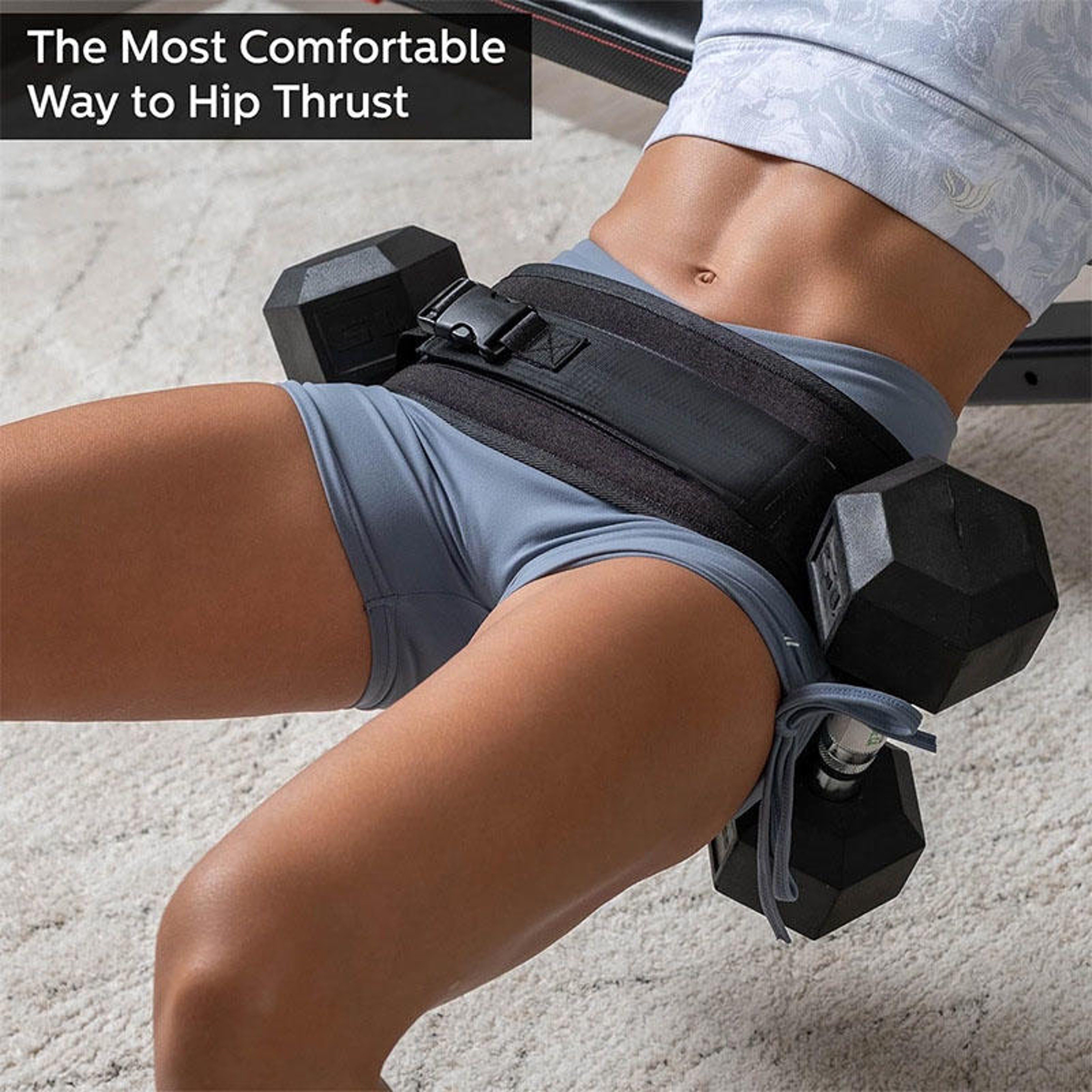 Adjustable Hip Thrust Belt Glute Trainer for Dumbbells Home Gym Workout – view 1