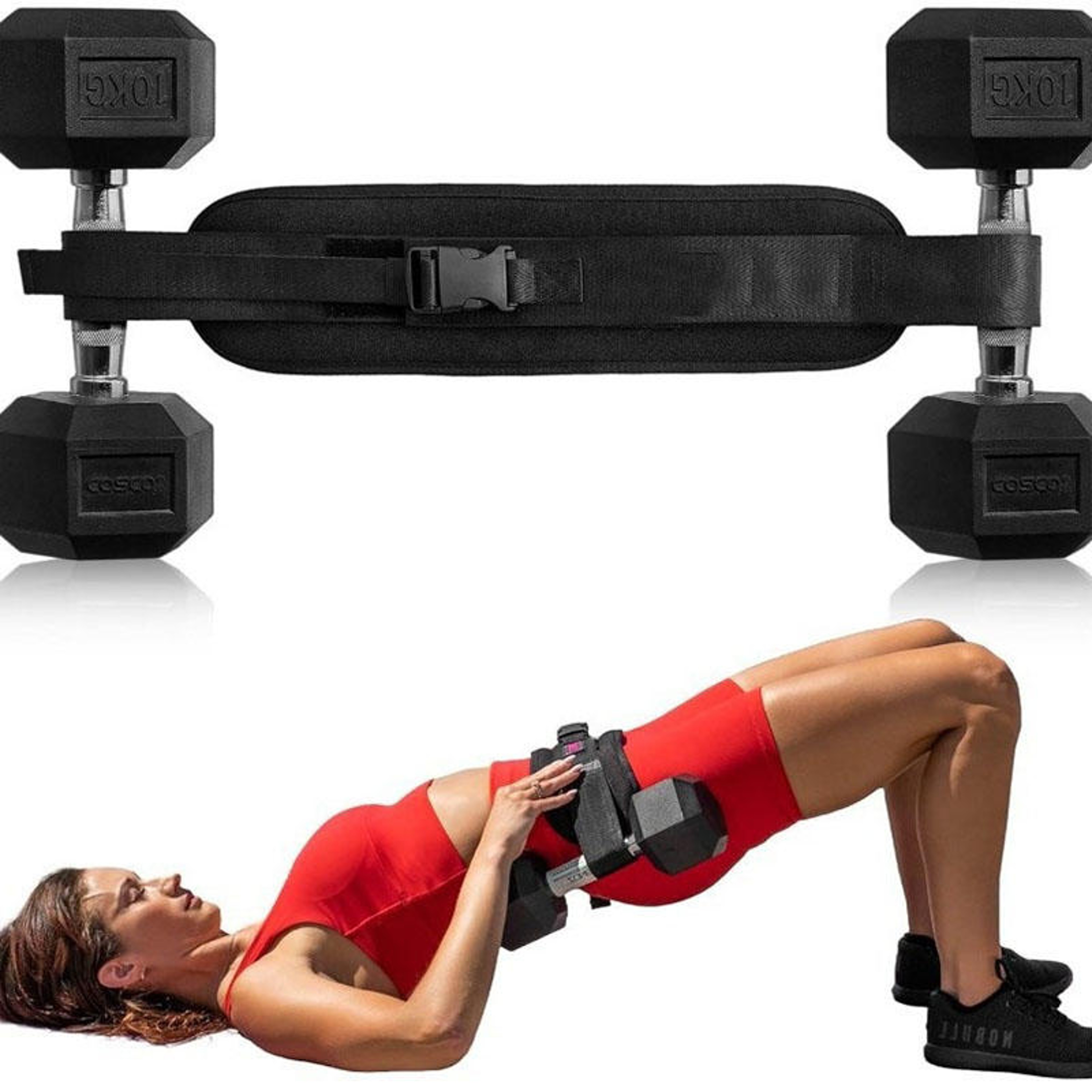 Adjustable Hip Thrust Belt Glute Trainer for Dumbbells Home Gym Workout – view 2
