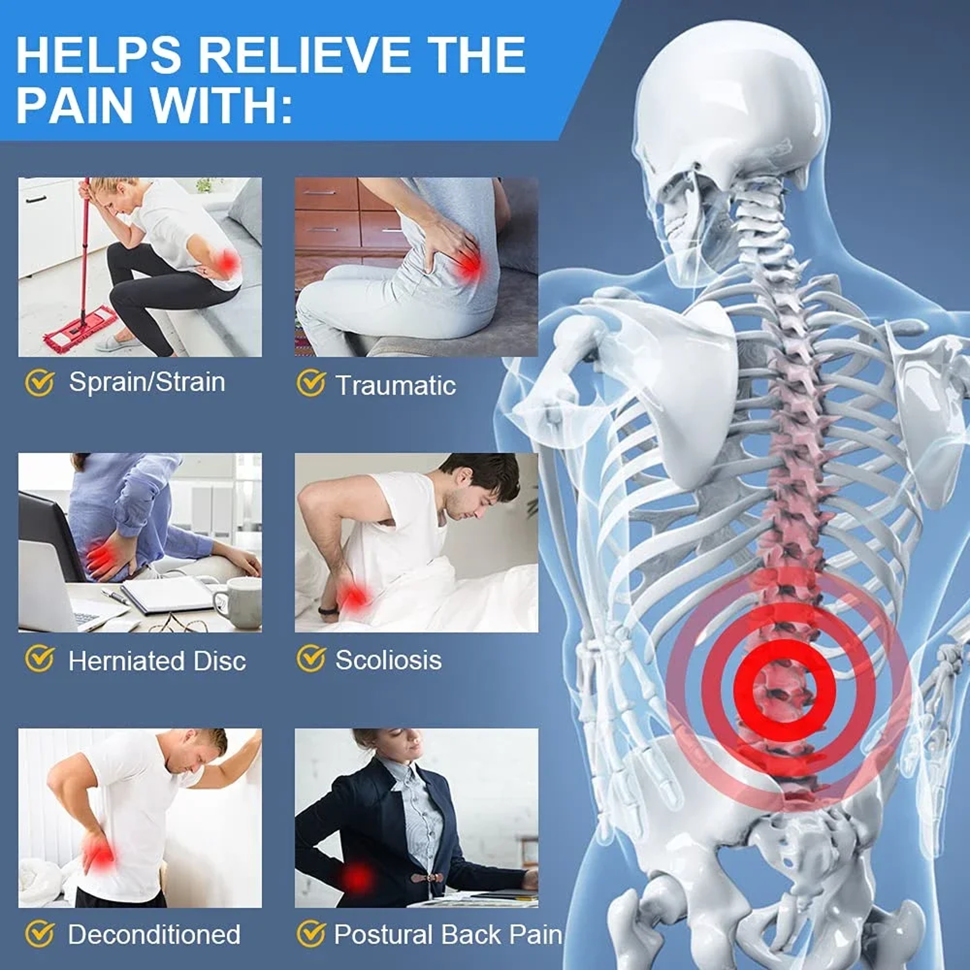 Lumbar Support Back Brace For Lower Back Pain Relief Sciatica  Herniated Disc Support 1