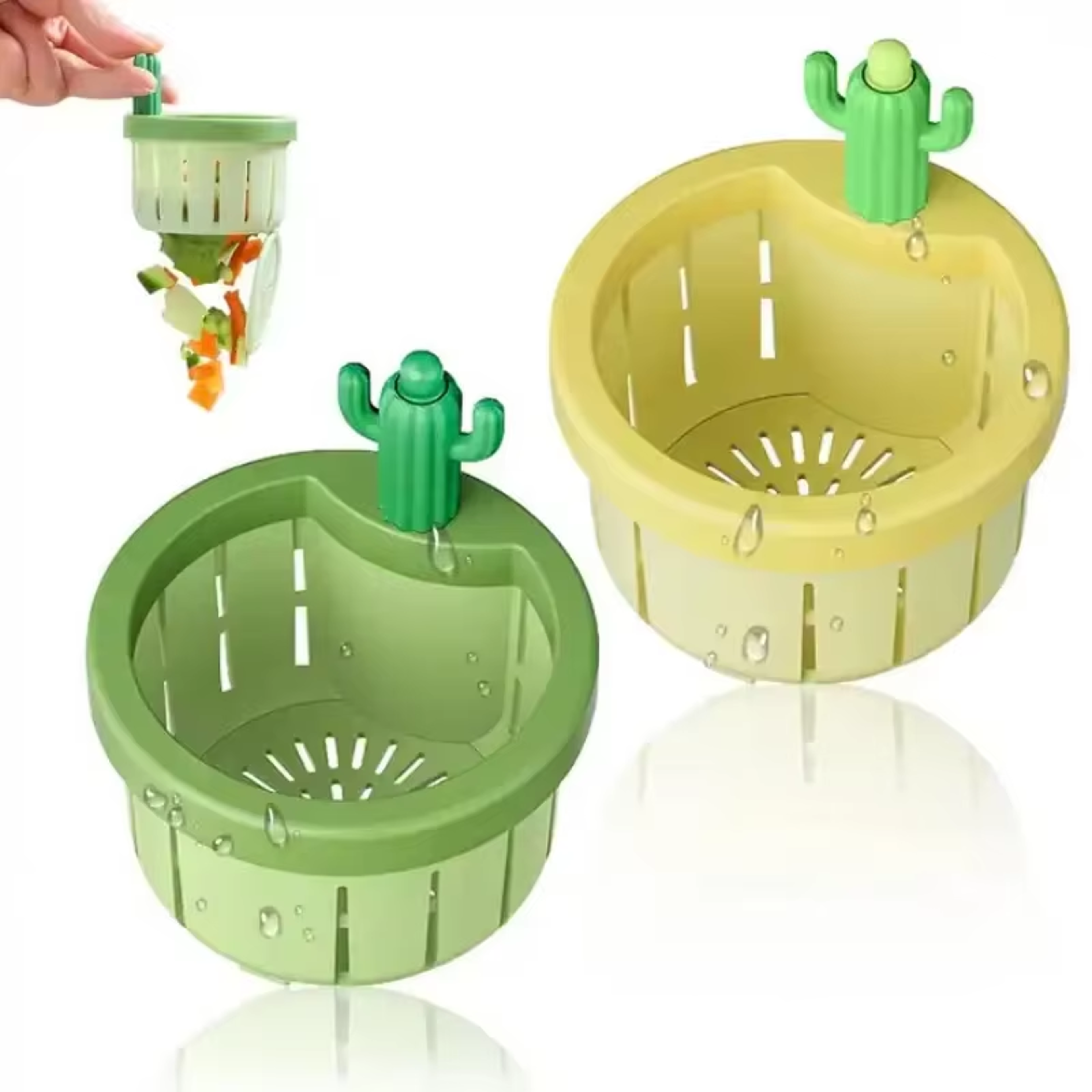 Cactus Sink Drain Strainer Automatic Dumping Basket & Multi-functional Waste Collector for Kitchen and Tub – view 1