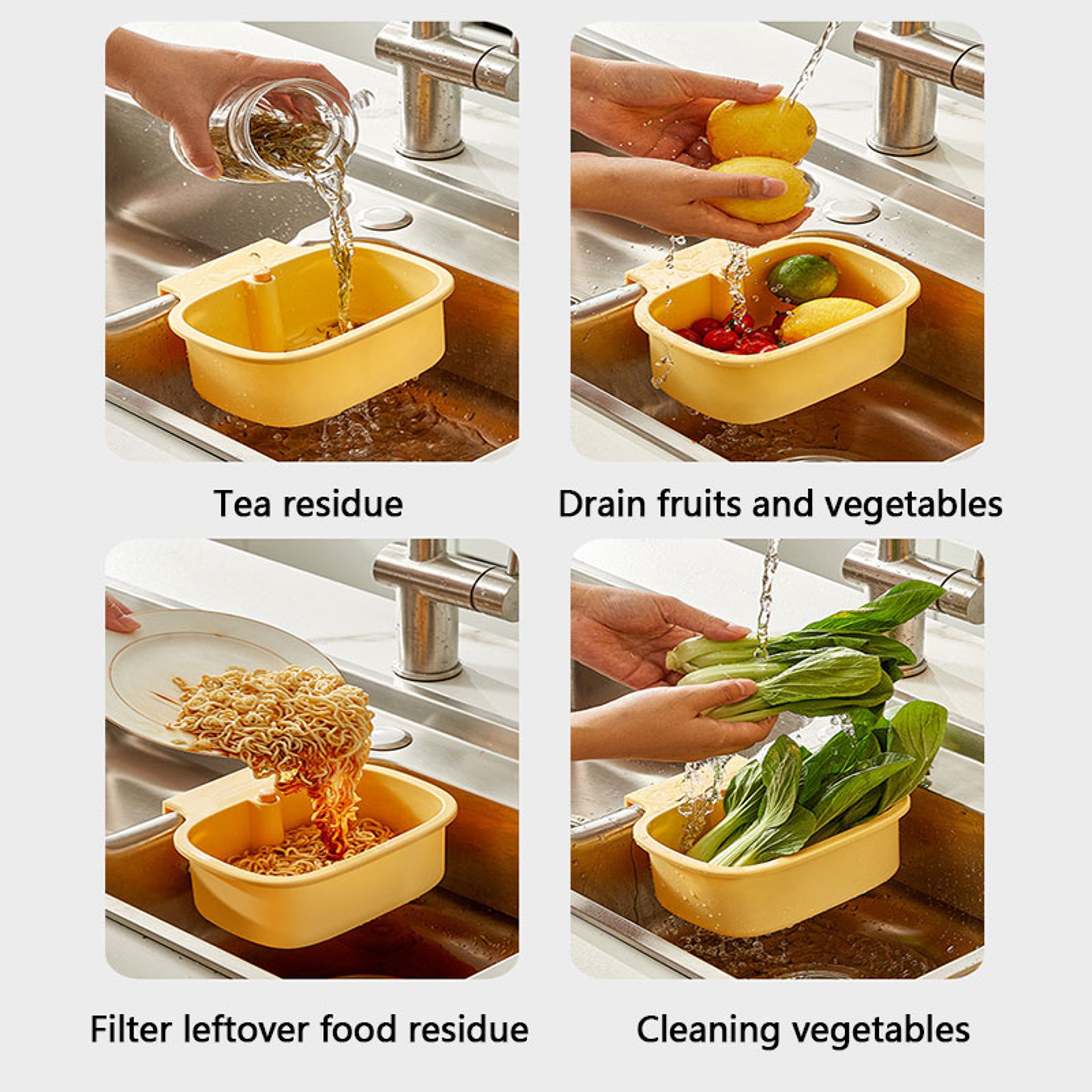 Kitchen Sink Filter Basket AntiLeak Drain Storage Rack With OneClick Press Design 2