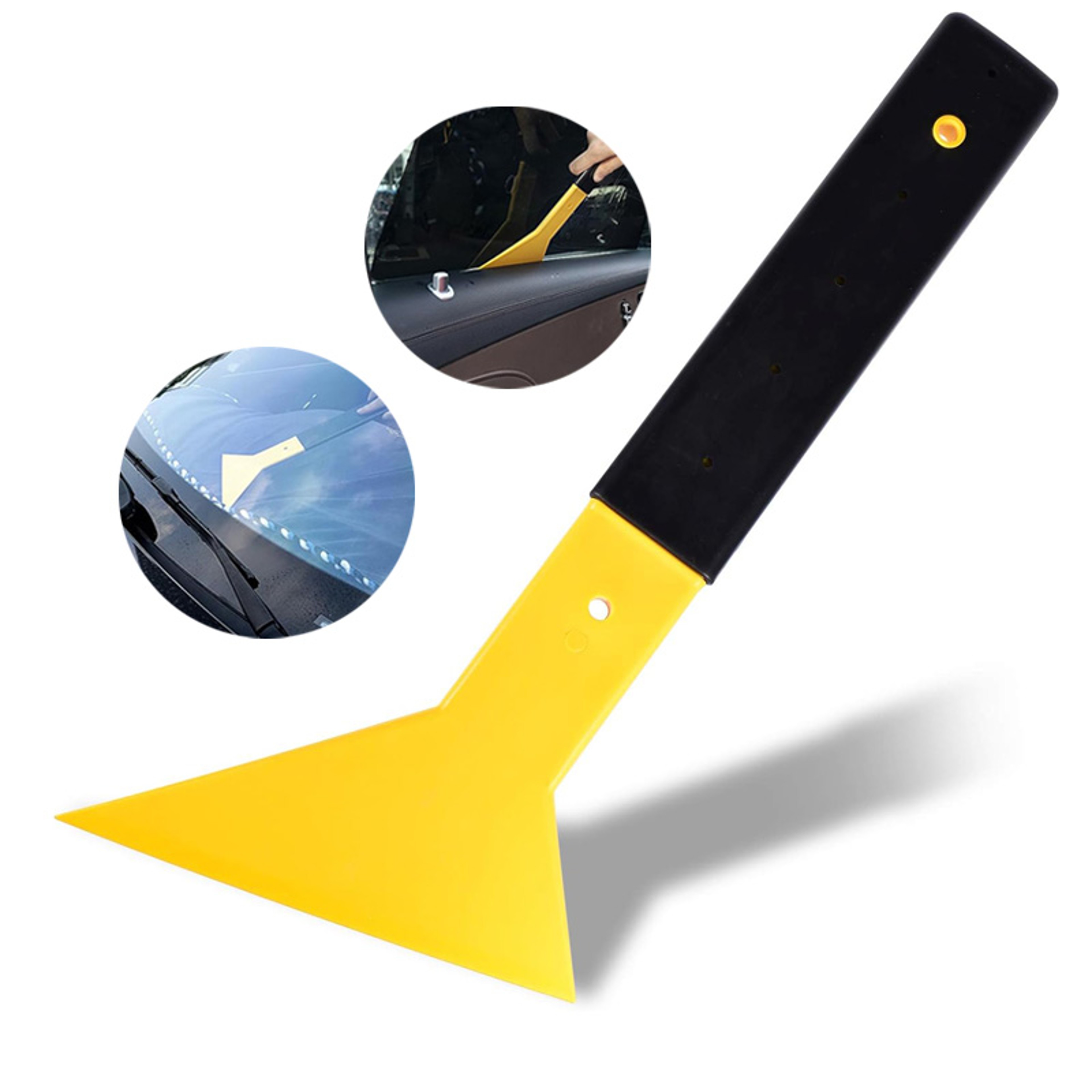 Car Window Tint Squeegee with Long Reach Handle Triangle Plastic Scraper for Vinyl Wrap, Glass Film, and Decals – view 1