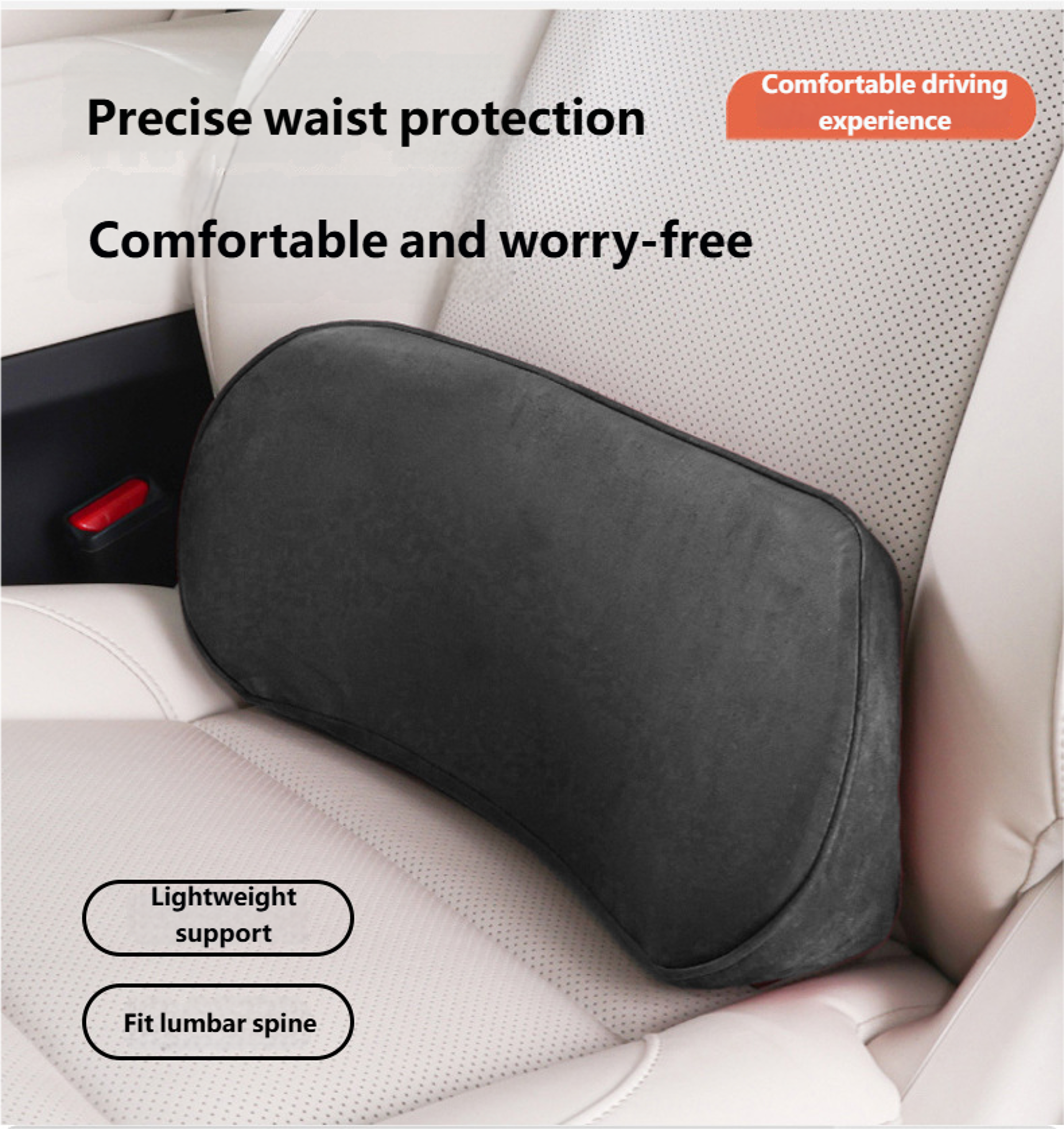 Car Memory Foam Lumbar Support Cushion Backrest for Driver & Travel Comfort – view 3