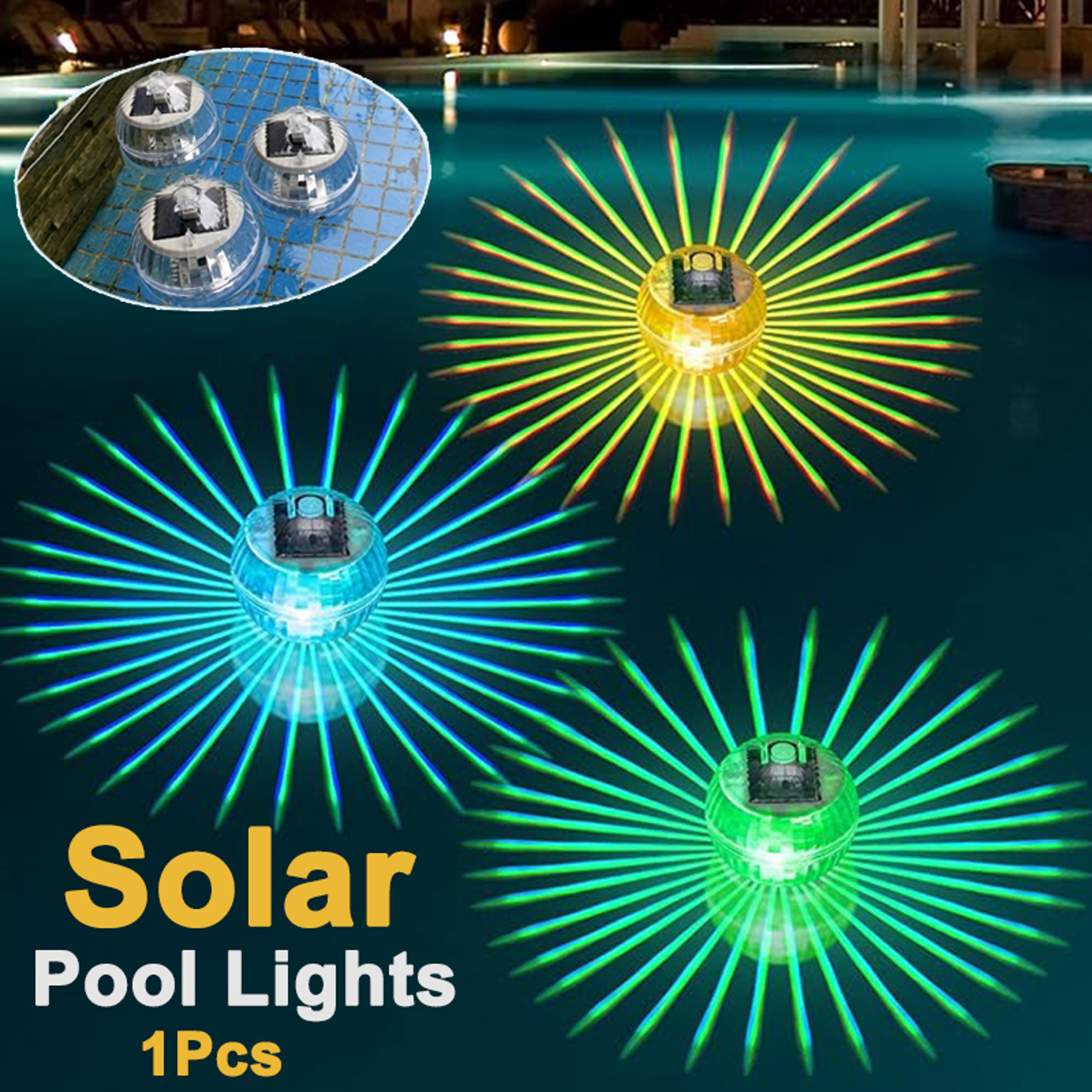 Solar Floating LED Pool Light ColorChanging Waterproof Disco Lamp For Pools Ponds  Outdoor Spaces 1