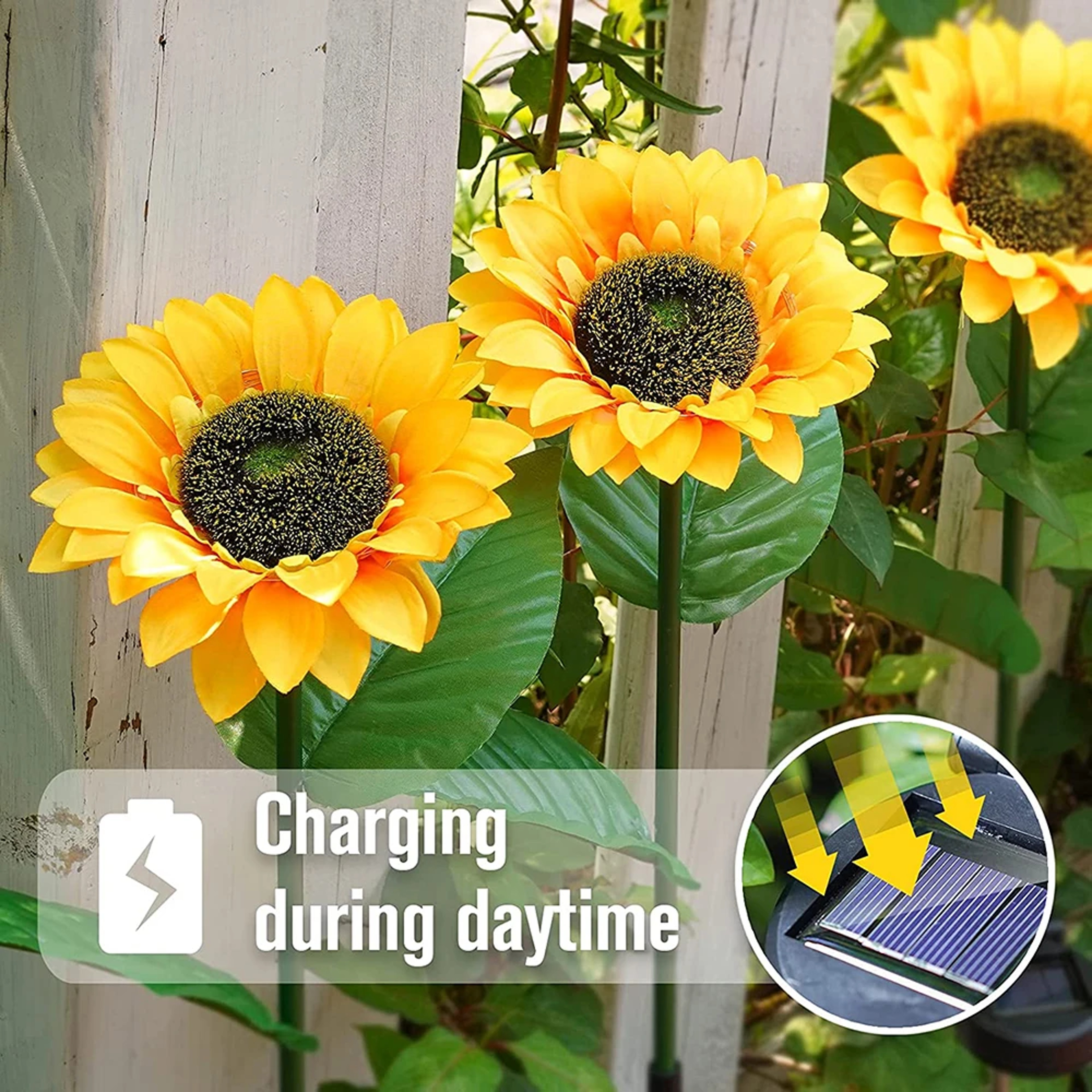 Outdoor Solar Sunflower LED Garden Lights Waterproof Smart Yard Decor For Weddings  Holidays 4