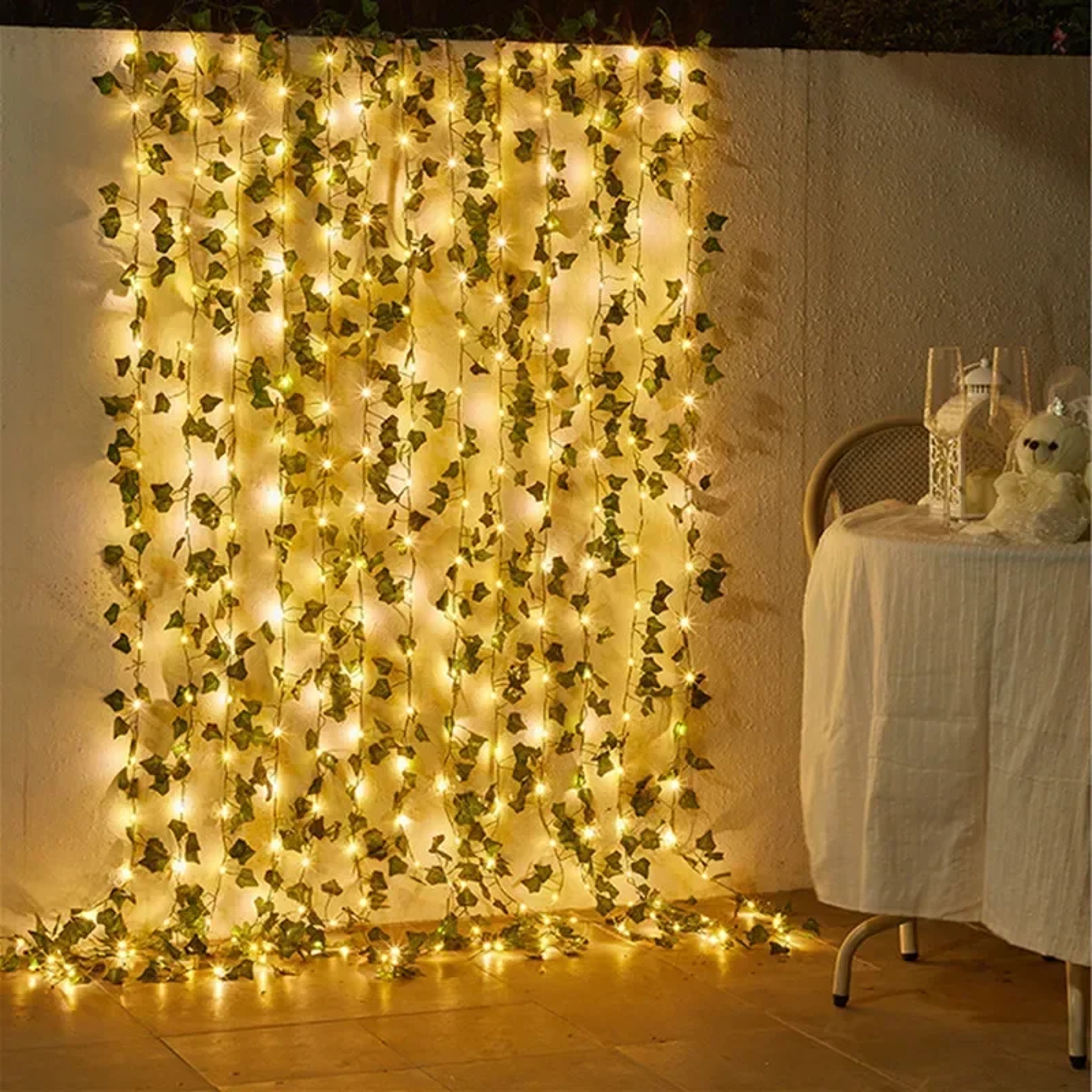 Solar Floral Vine Fairy Lights Green Leaf String Lights for Home, Garden, and Holiday Decoration – view 1