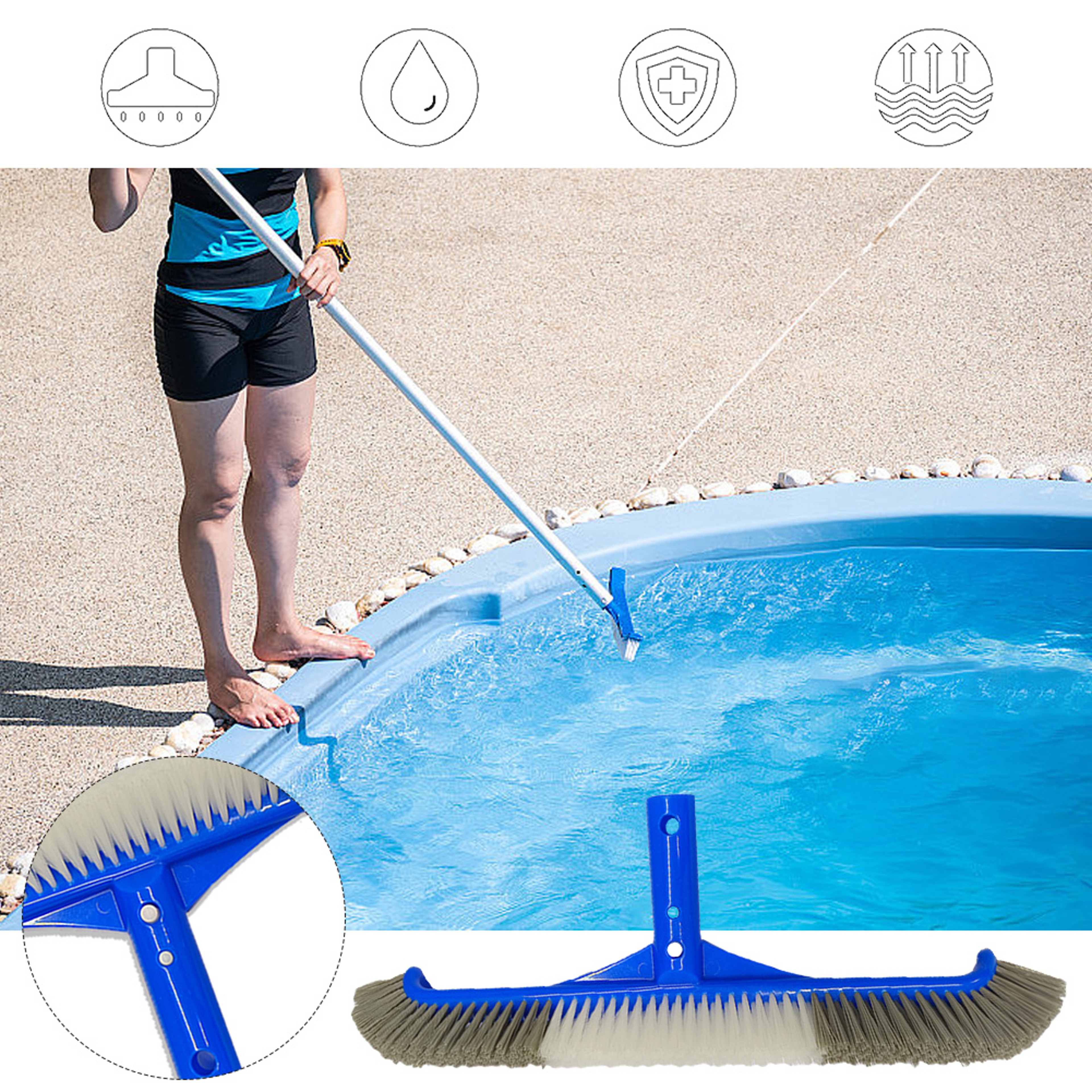 Durable Swimming Pool Brush Algae Remover  Pool Cleaning Broom For Floor And Wall Scrubbing 0