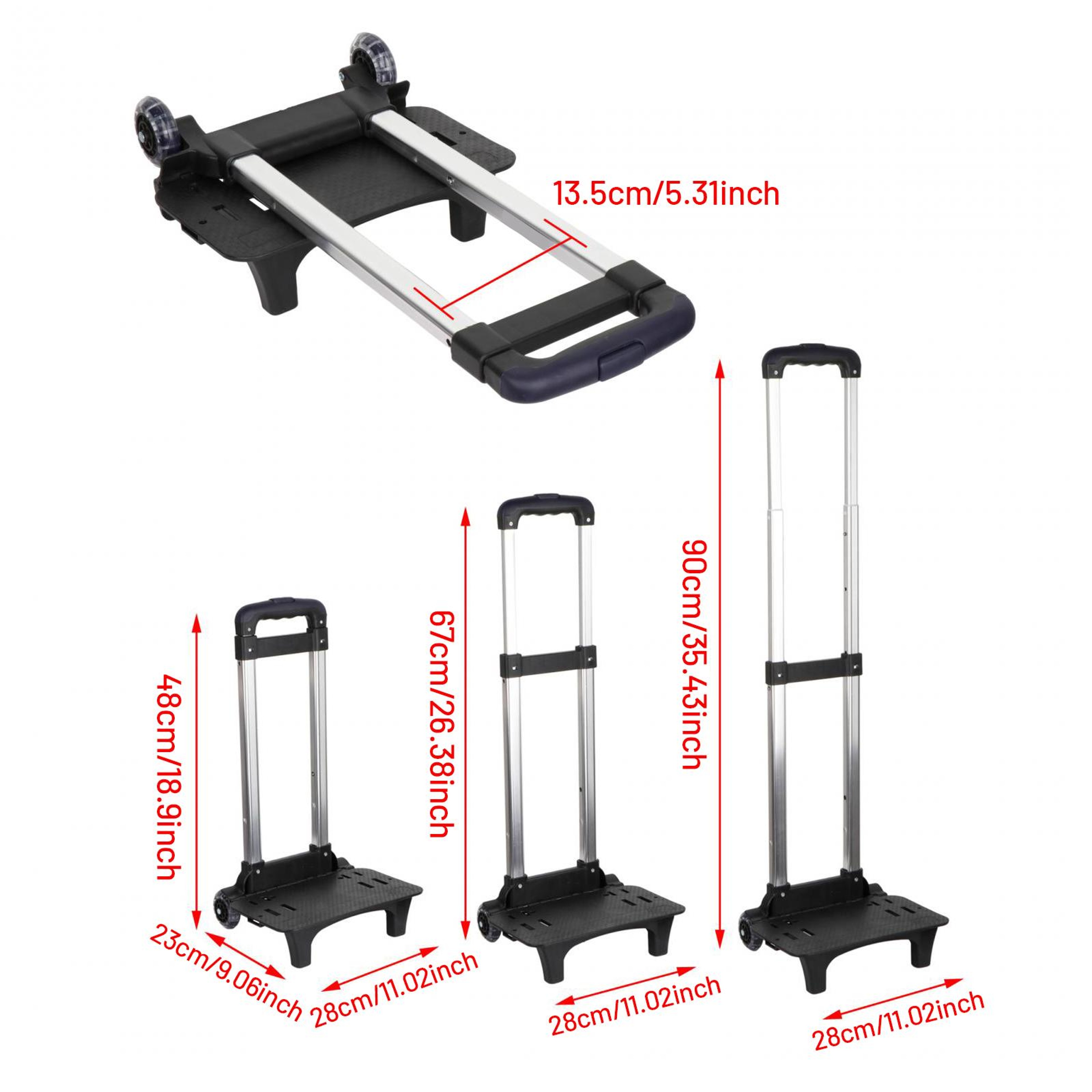 Backpack Trolley Foldable Luggage Cart with Telescopic Handle – view 6
