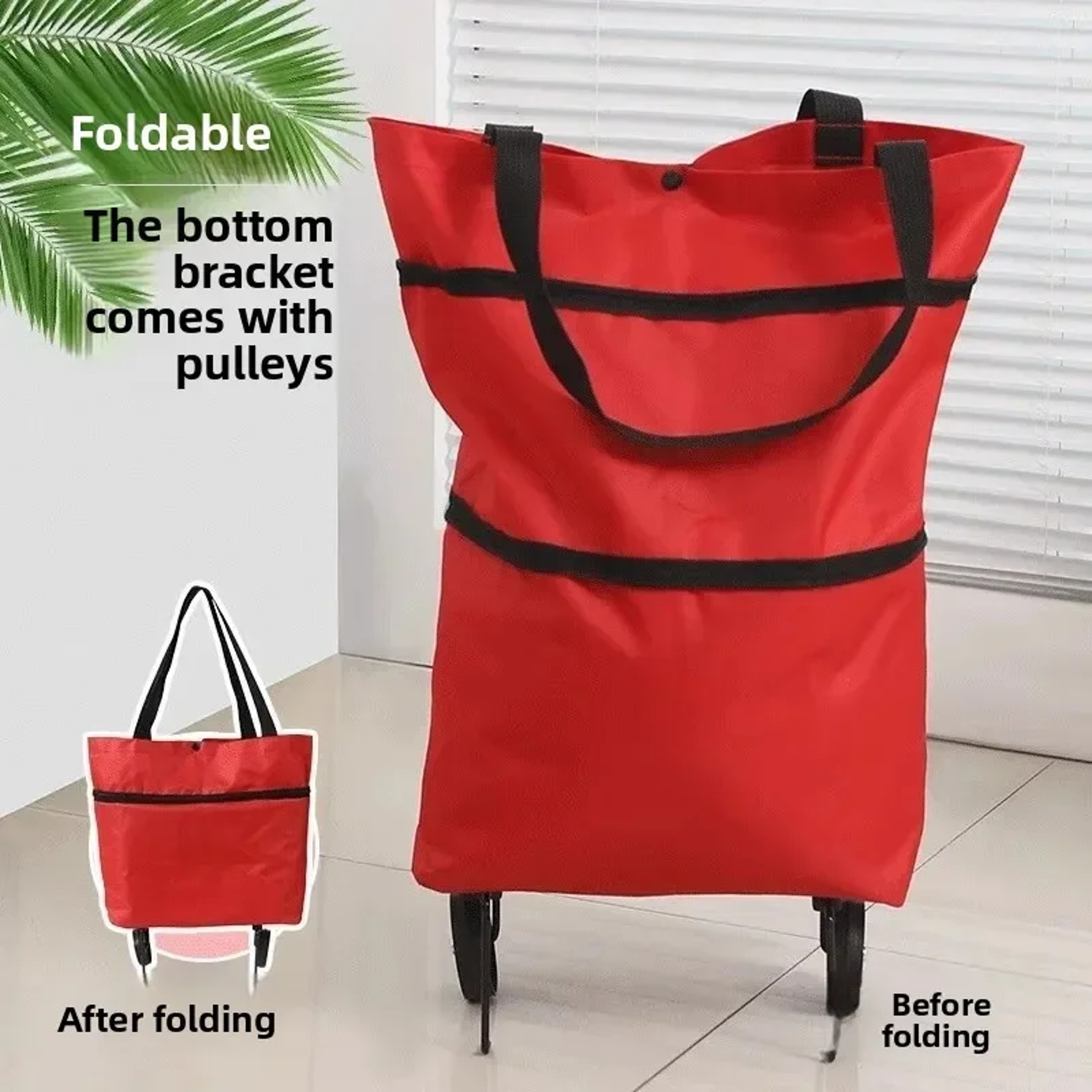 Foldable Shopping Trolley Bag With Wheels Waterproof Reusable Grocery Cart 1