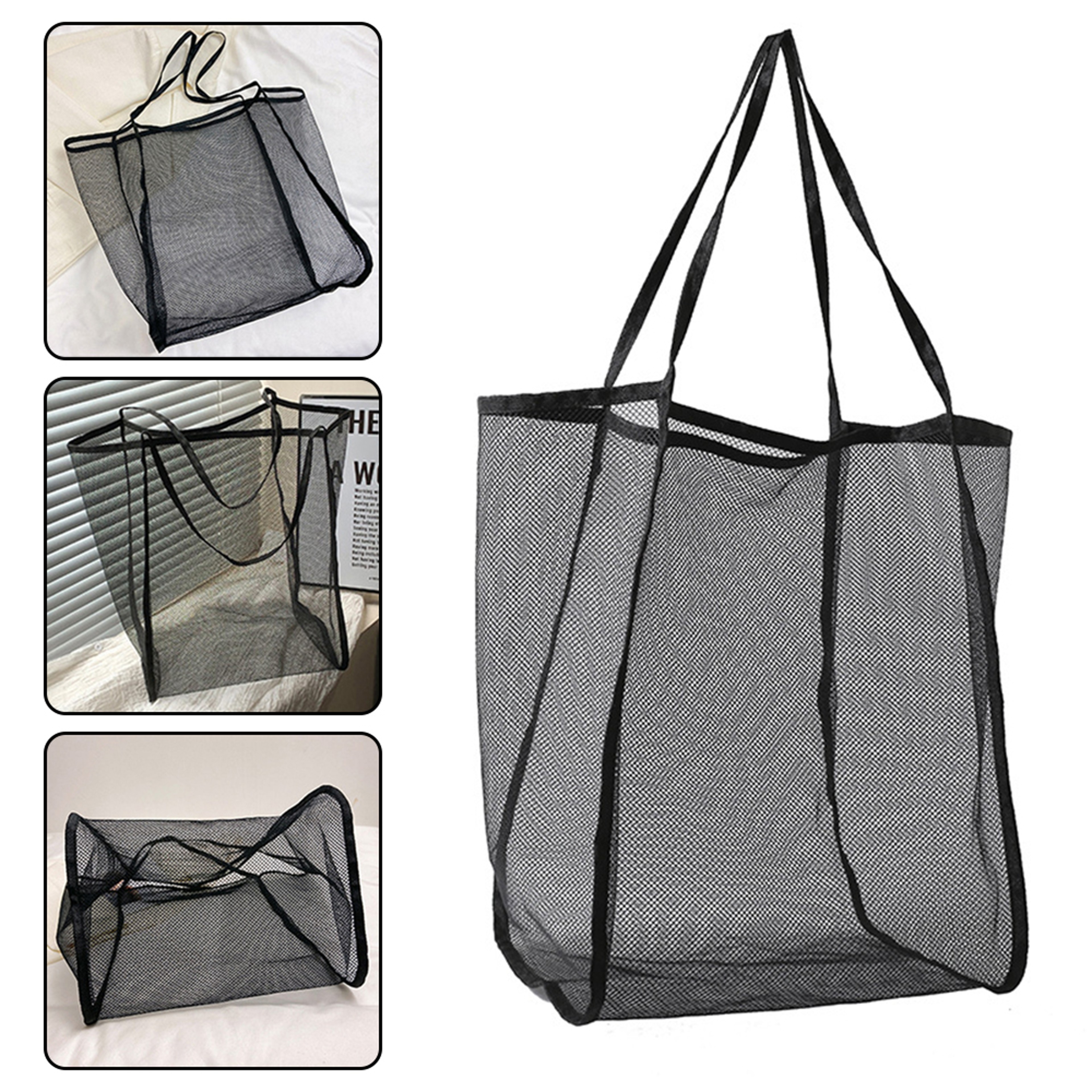 Mesh Beach Bag Transparent Tote Large Capacity Lightweight Shoulder Bag – view 3